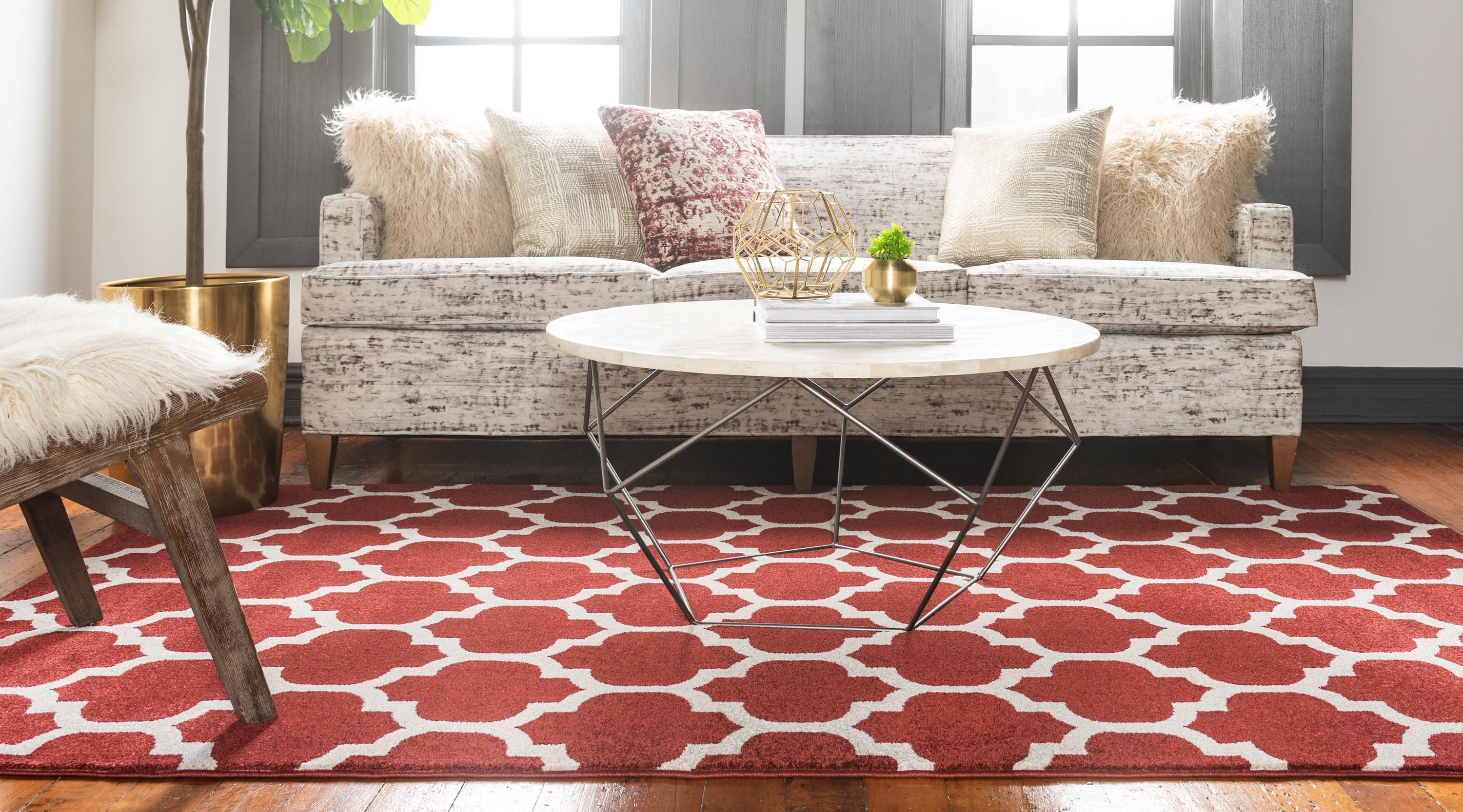Unique Loom 7' 1 x 10' 0 Trellis Philadelphia Dark Terracotta Area Rug