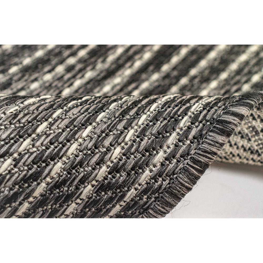 Liora Manne Carmel Texture Stripe Indoor/Outdoor Rug Black 1'11" x 4'11"