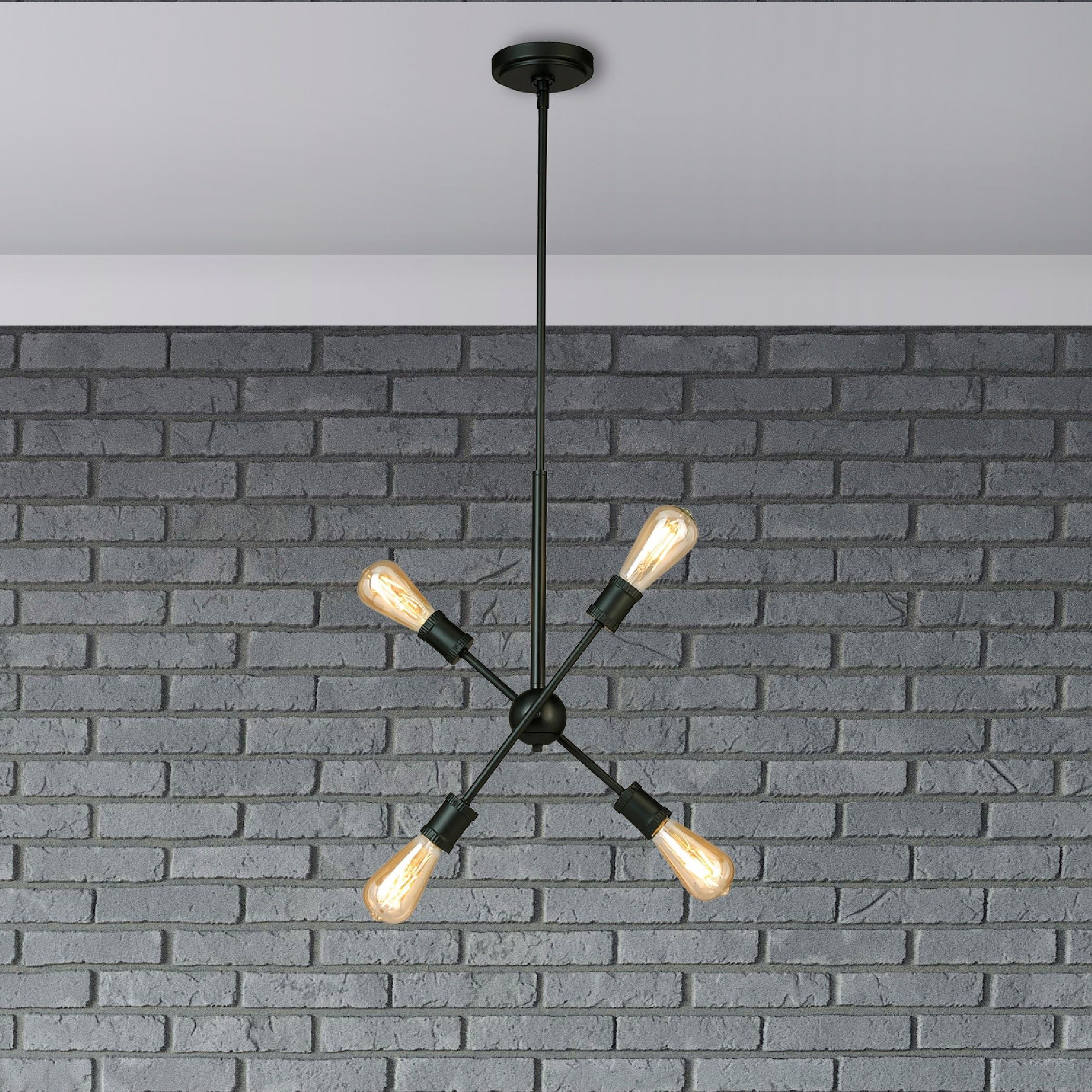 4 Light Pendant by Eglo 203945A in Black Finish