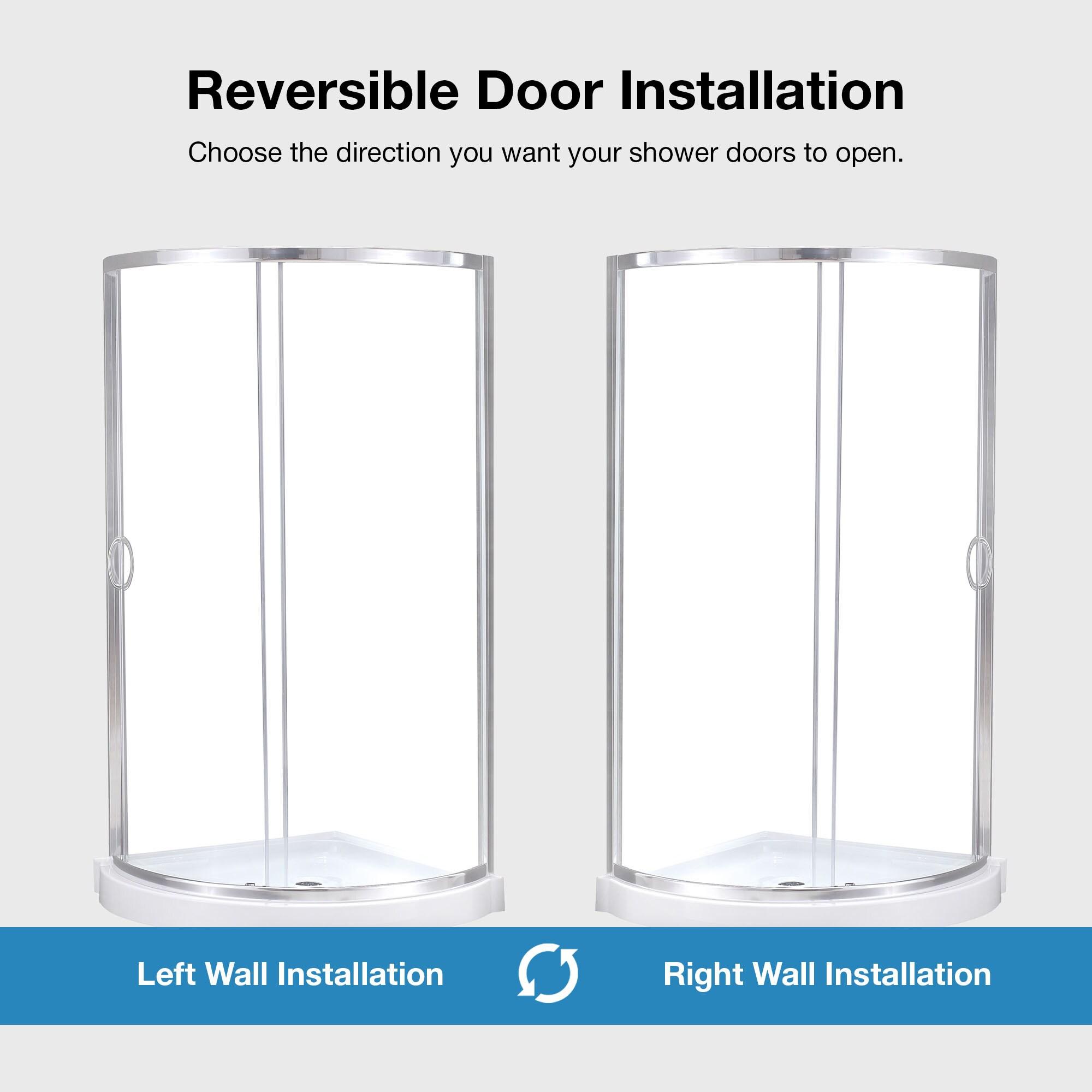 Ove Decors Breeze_34_withouth_walls OVE Decors Breeze Premium 35 in. Framed Round Shower Kit w/ Clear Glass, Base in Chrome Finish