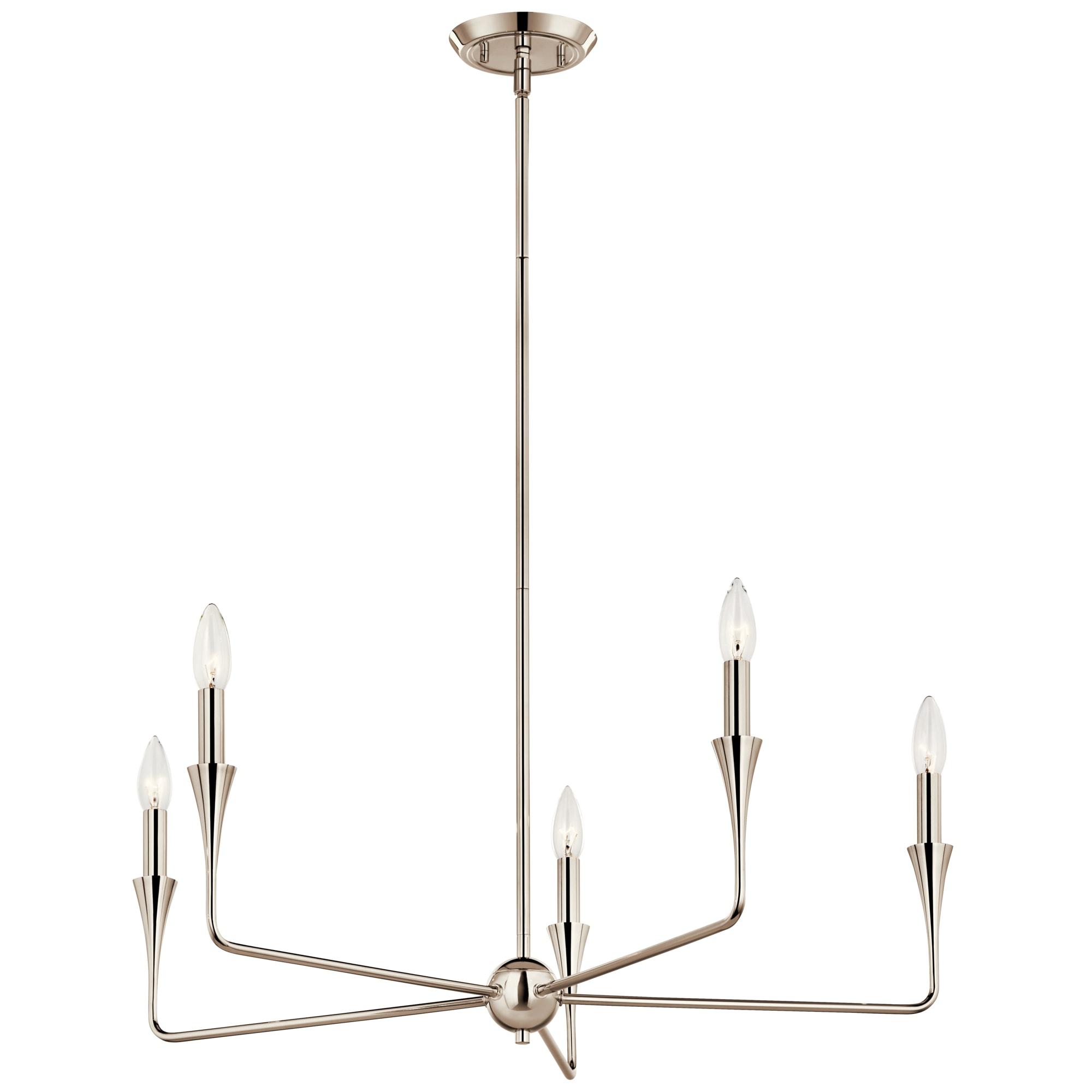 Polished Nickel 5-Light Modern Chandelier with Tapered Accents