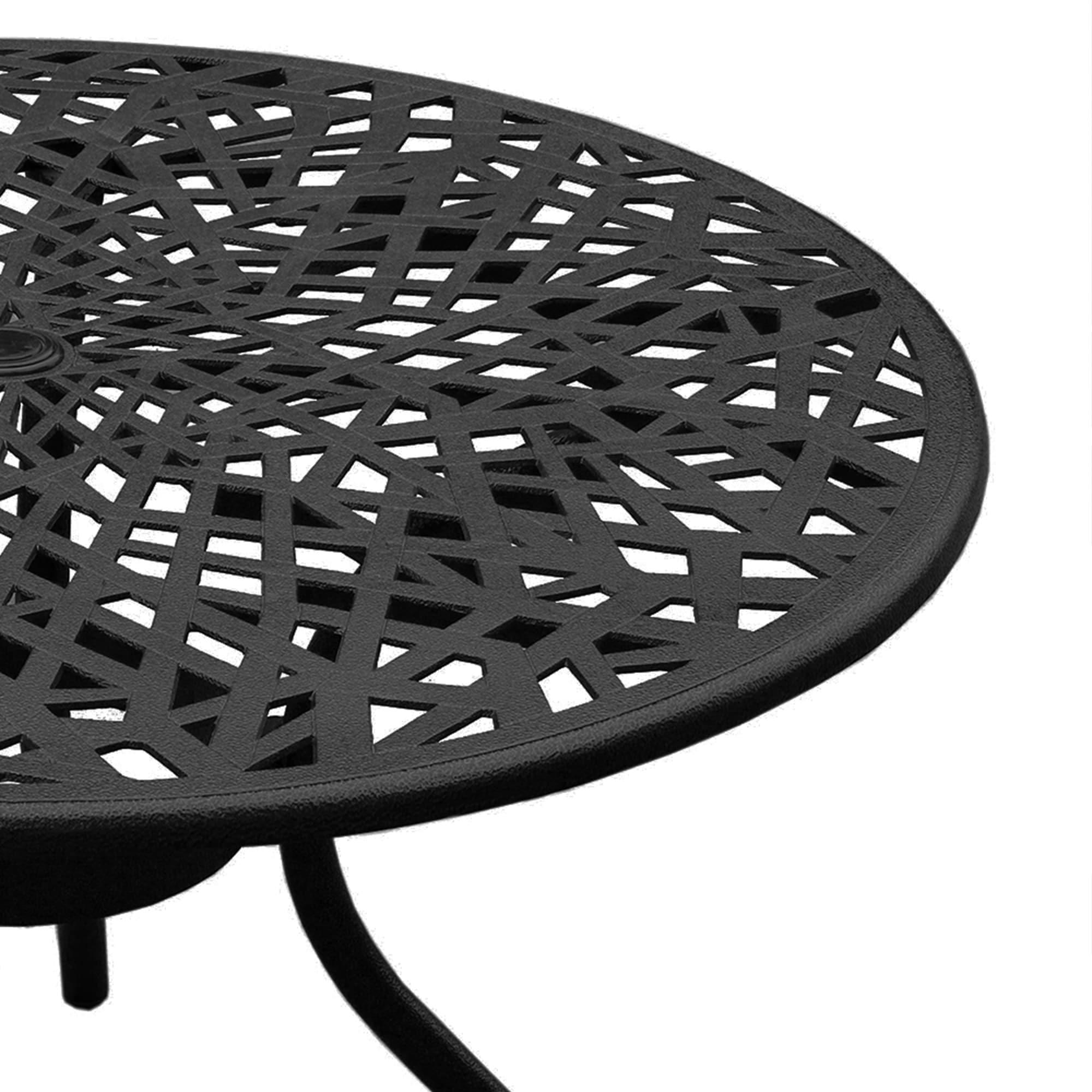 Oakland Living Corporation Modern Outdoor Mesh 48-in Aluminum Round Patio Dining Table - N/A Black