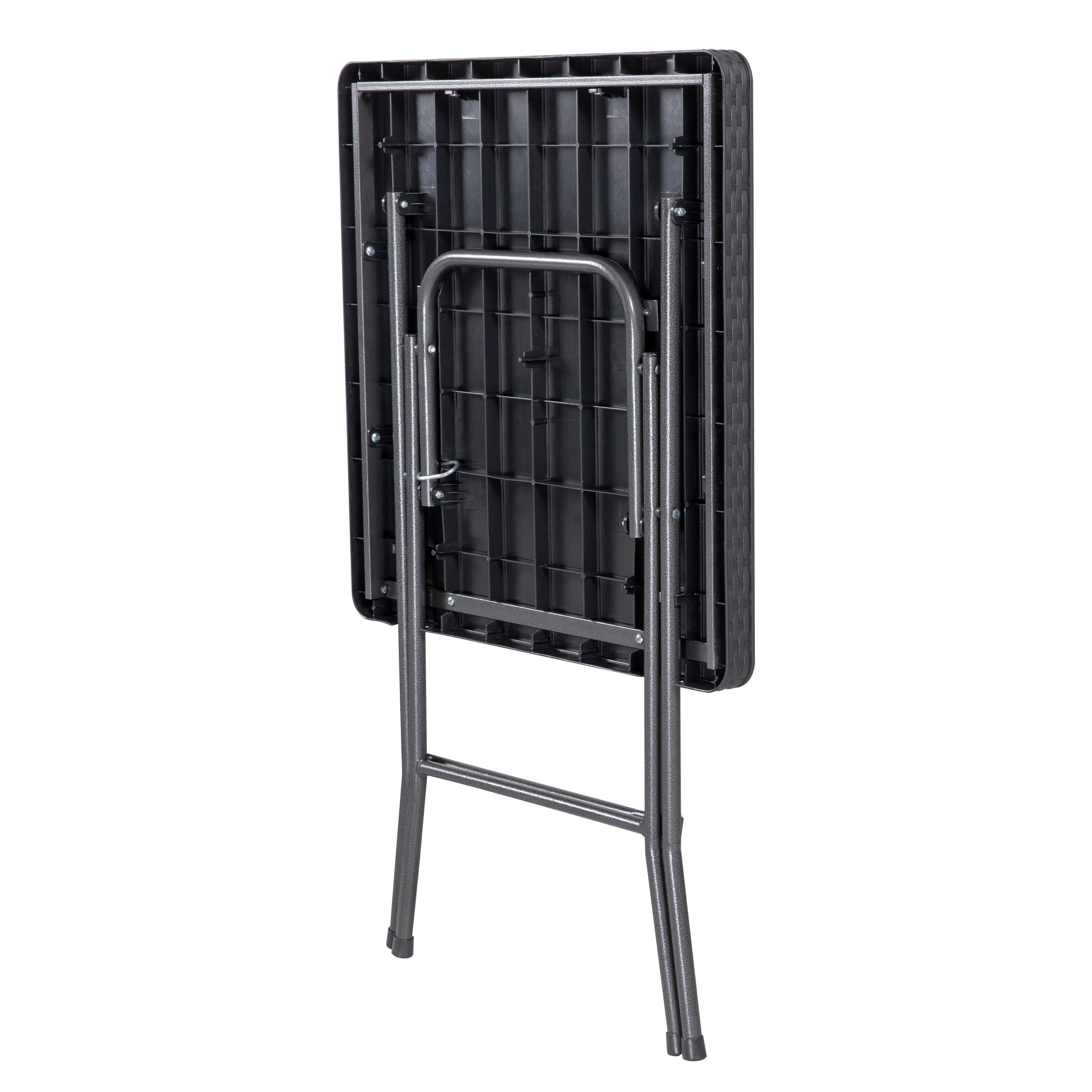 Nuu Garden 3 -Piece Black Rattan Bistro Patio Dining Set Iron Square Table with 2 Stationary Chairs