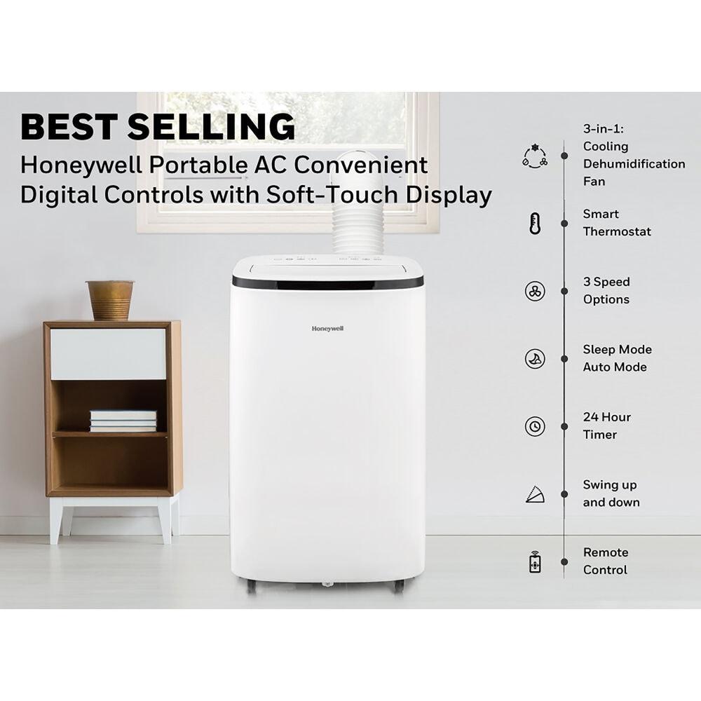 Honeywell 8,050 BTU SACC Portable Air Conditioner, 115V, 3 Fan Speeds for 550 Sq. Ft. in White