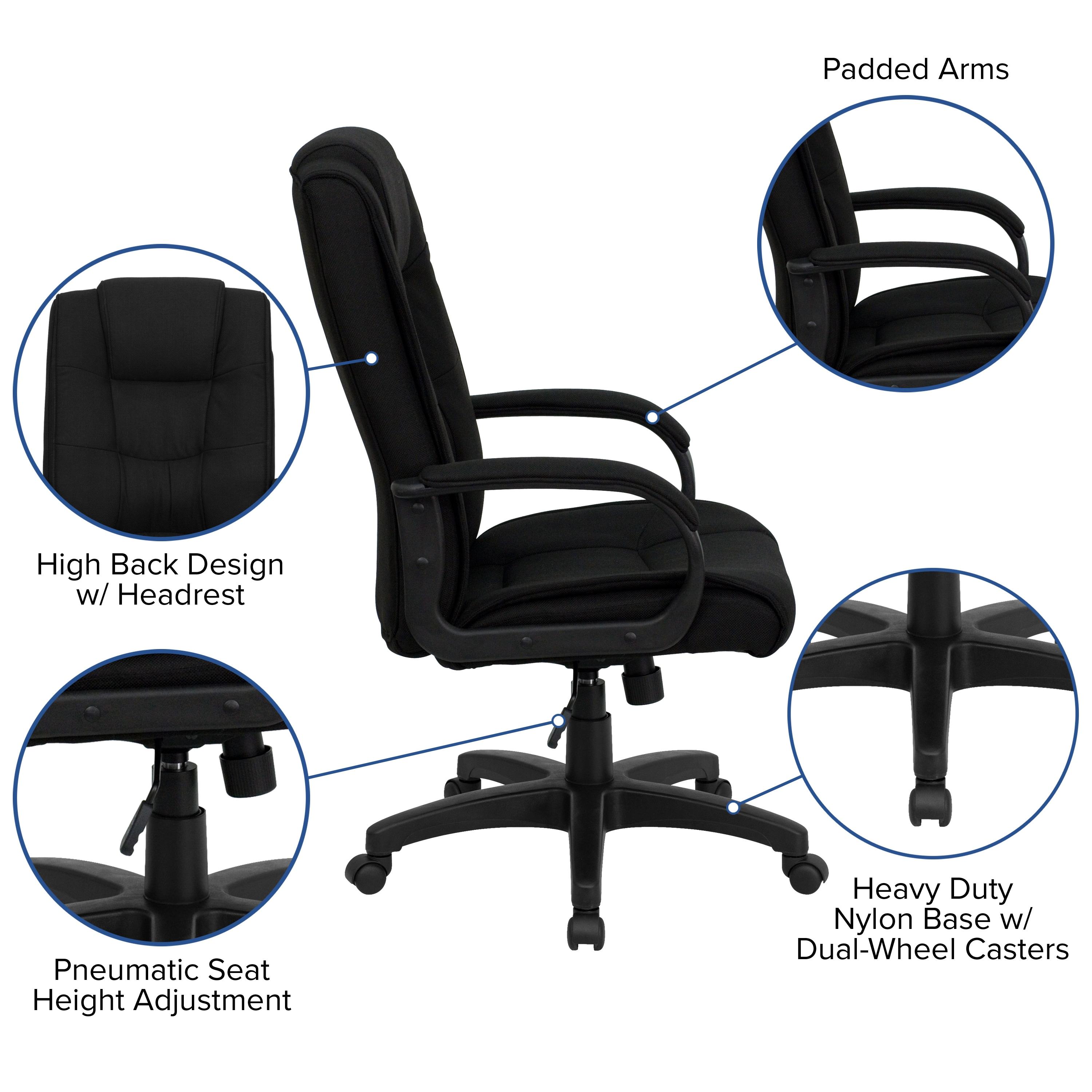 Flash Furniture Jessica High Back Black Fabric Executive Swivel Office Chair with Arms