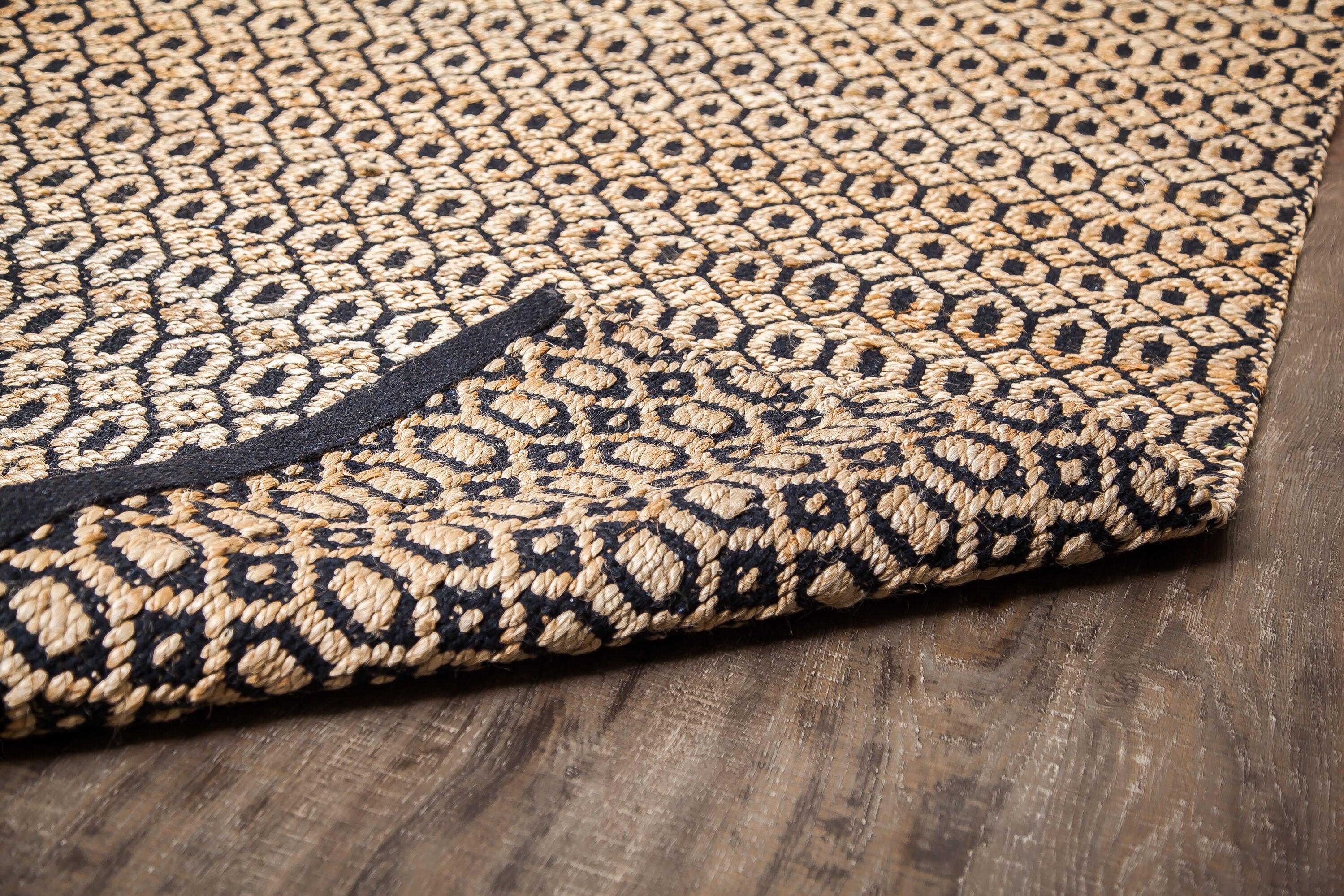 Jani  Madi Natural/Grey Jute and Wool Rug Brown 4' x 6' Stripe 4' x 6' Entryway, Living Room, Dining Room