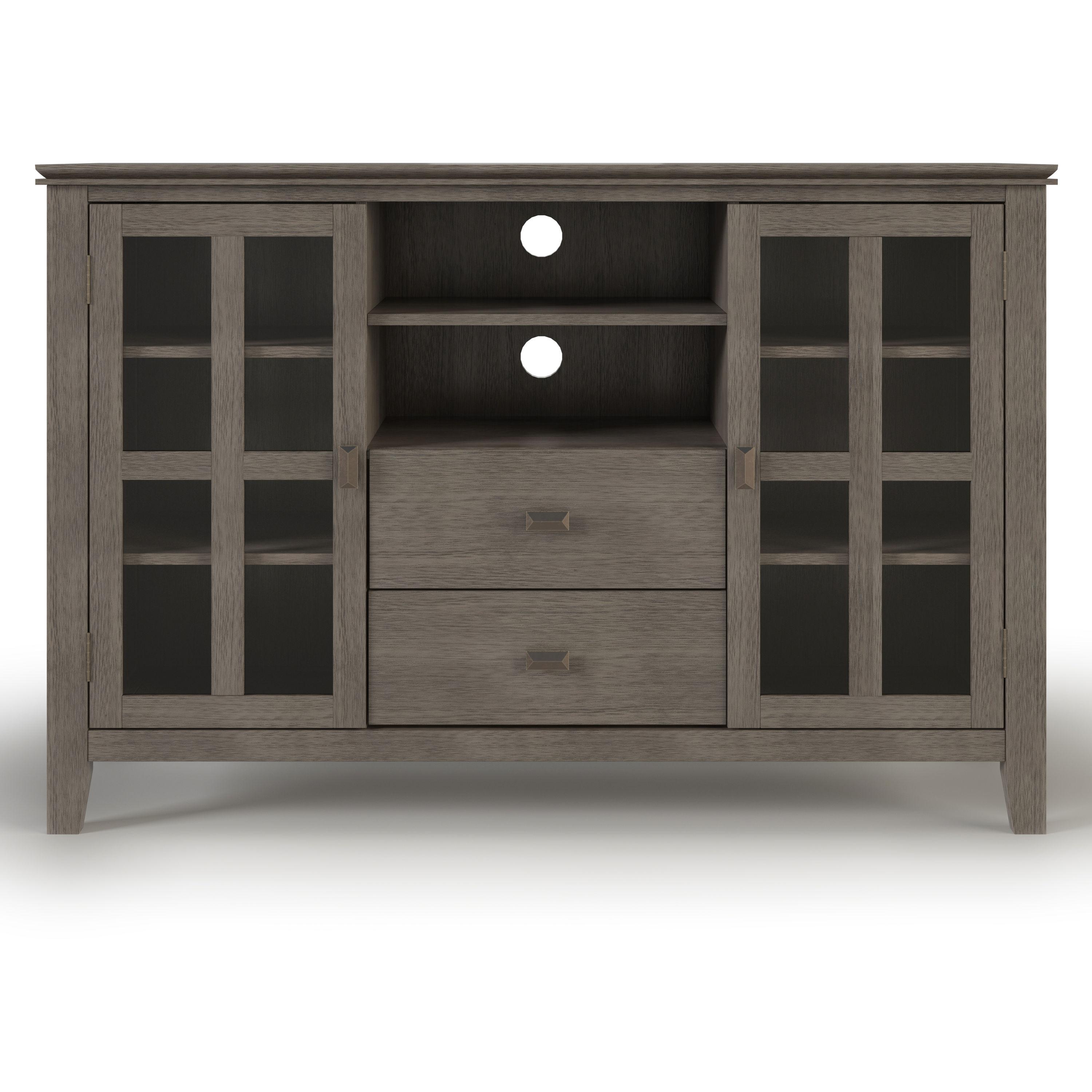 Simpli Home Artisan 53"W Solid Wood Contemporary Tall TV Stand for TVs up to 60" with Adjustable Shelves