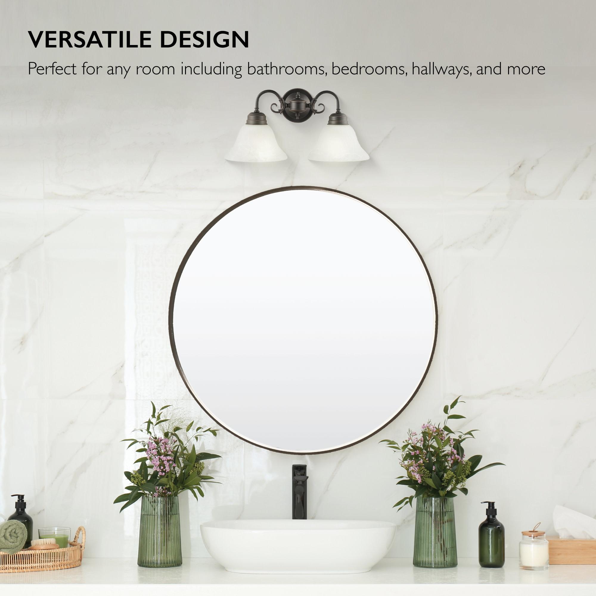 Design House Millbridge 2-Light Dimmable Vanity or Wall Light with Frosted Glass Shades, Oil Rubbed Bronze