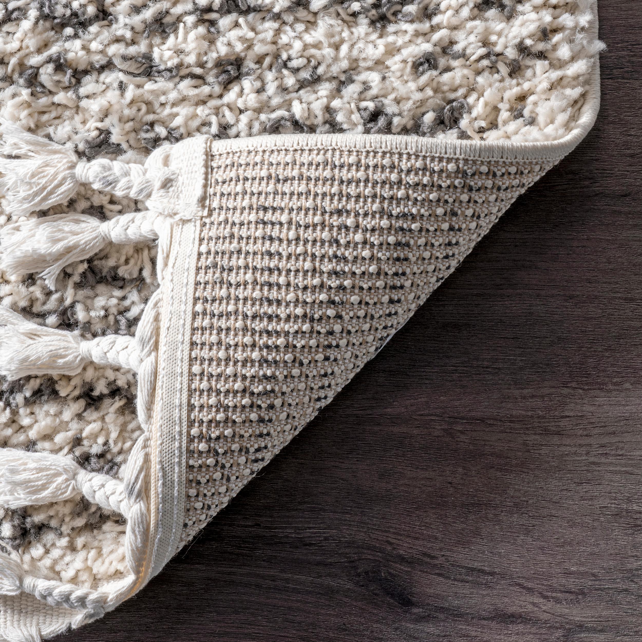 Nuloom Bria Trellis 4 Round Accent Shag Indoor Area Rug for Living Room Bedroom Dining Room Nursery Entryway, Off White/Charcoal