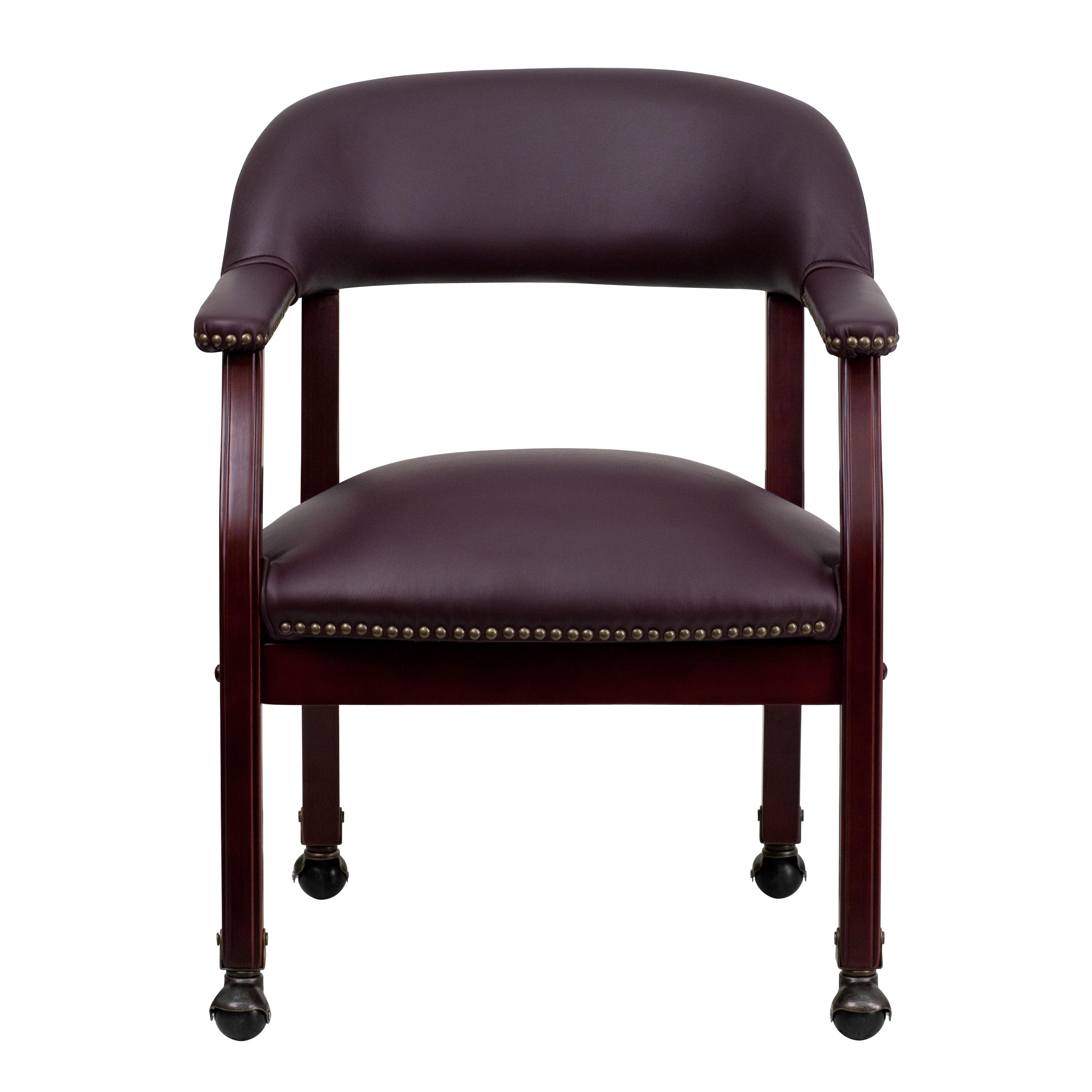 Leather Seat Waiting Room Chair with Wood Frame