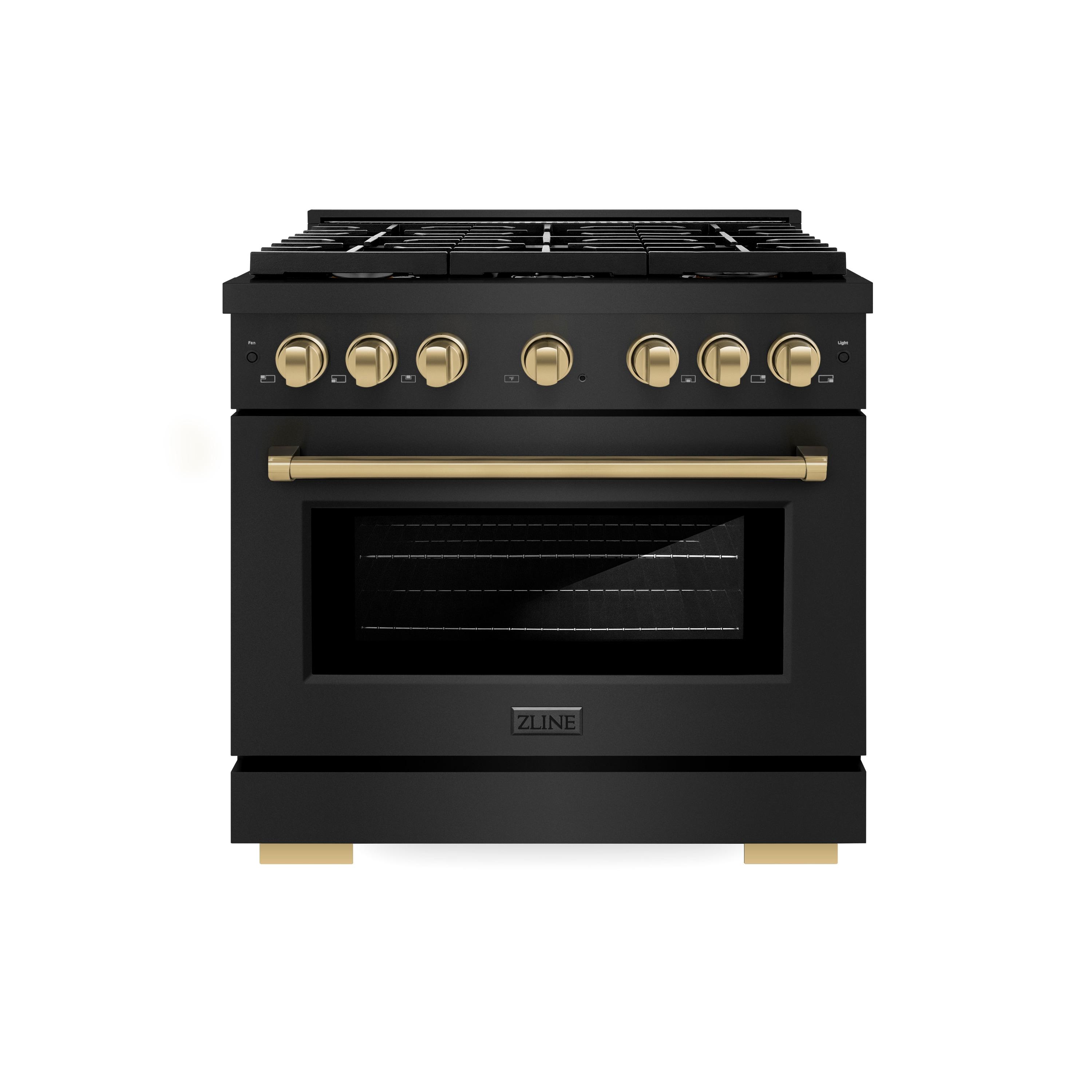 ZLINE Autograph 36" Paramount Dual Fuel Black Stainless Range w/ Bronze Accents