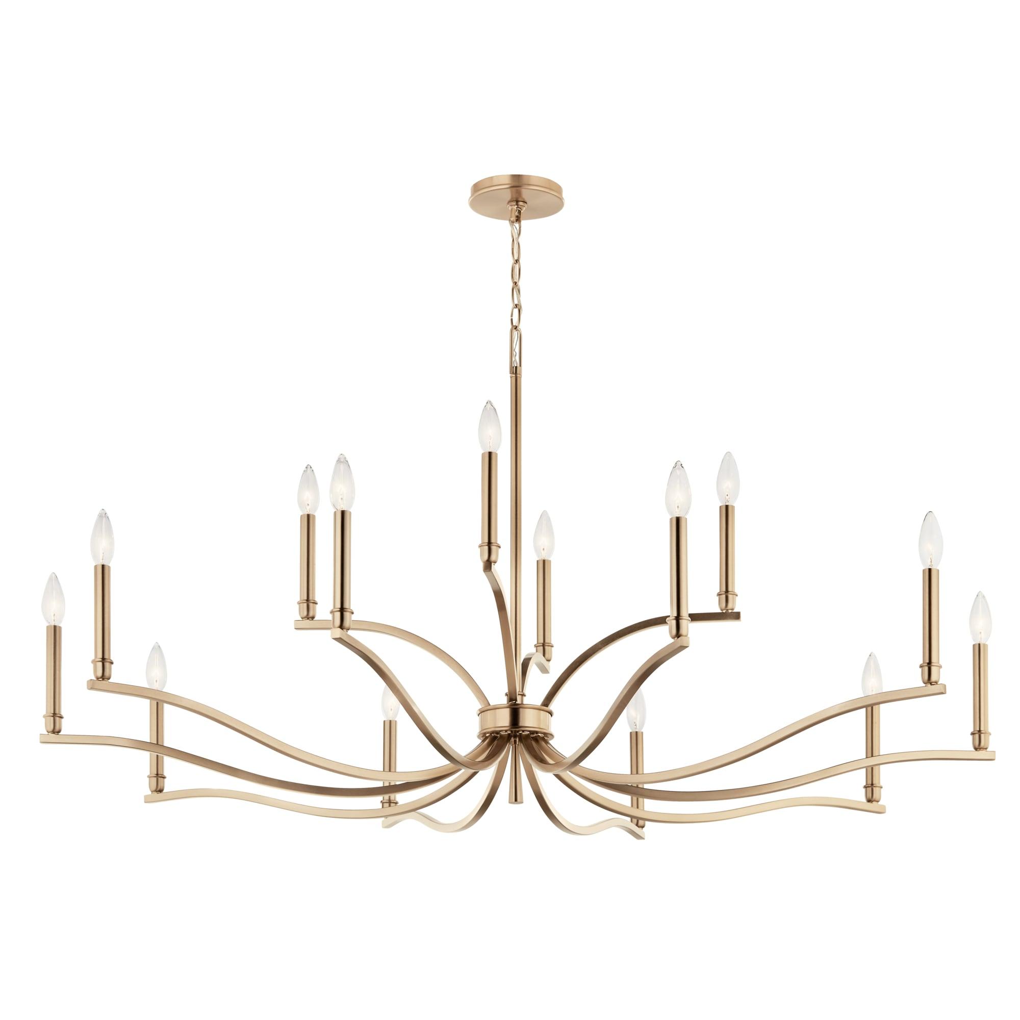 Champagne Bronze 14-Light 2-Tier Candle Chandelier