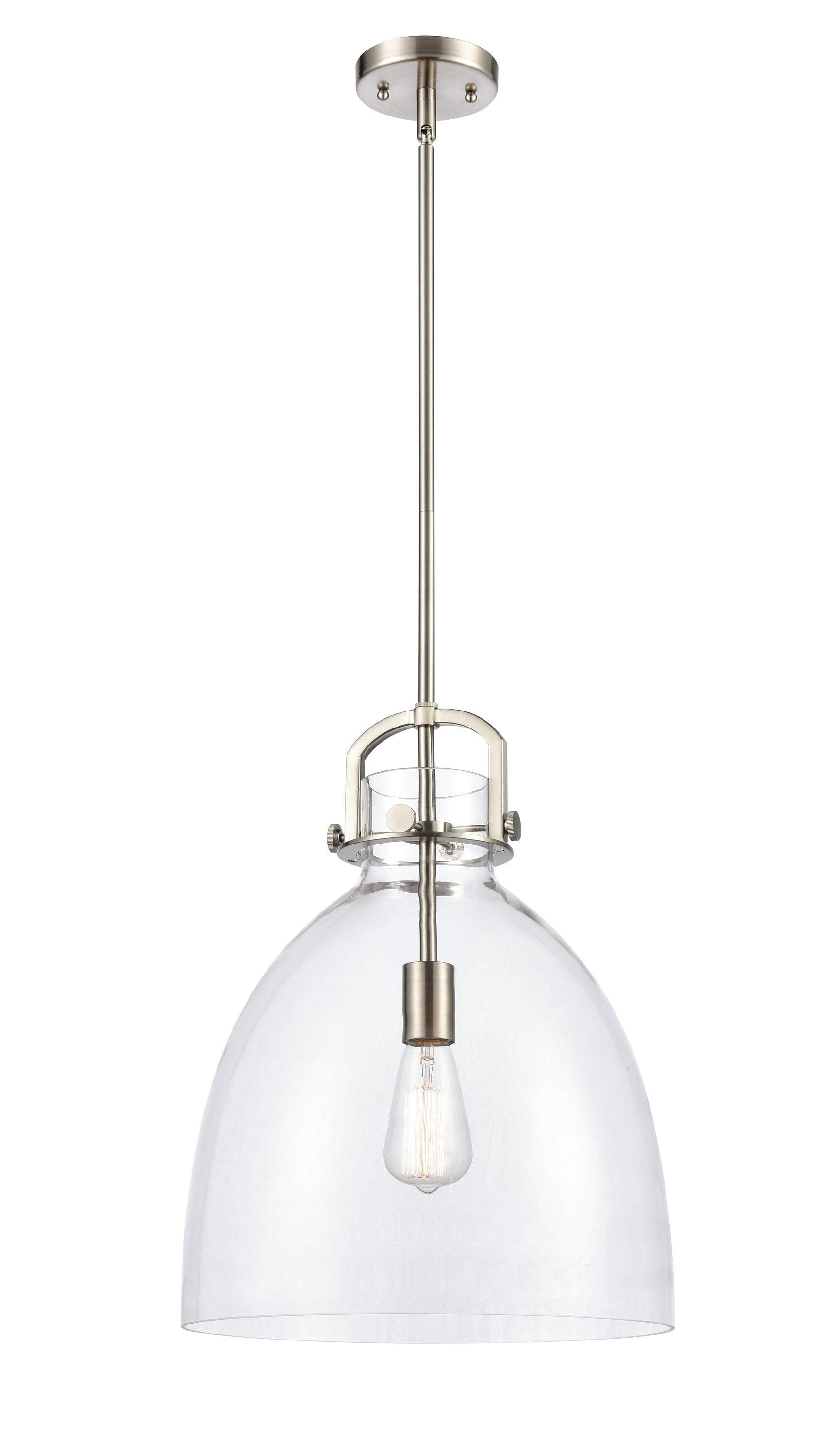 Newton 14'' Brushed Satin Nickel Glass Pendant Light