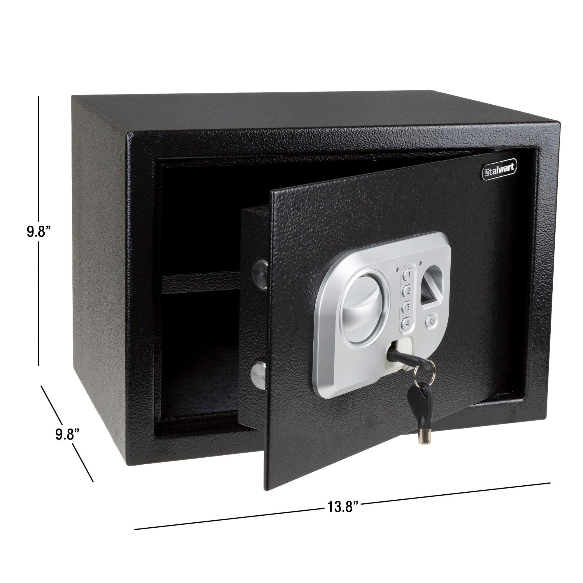 Stalwart Stalwart Electronic Safe - Digital Biometric Fingerprint Lock Box with 2 Override Keys (Black)