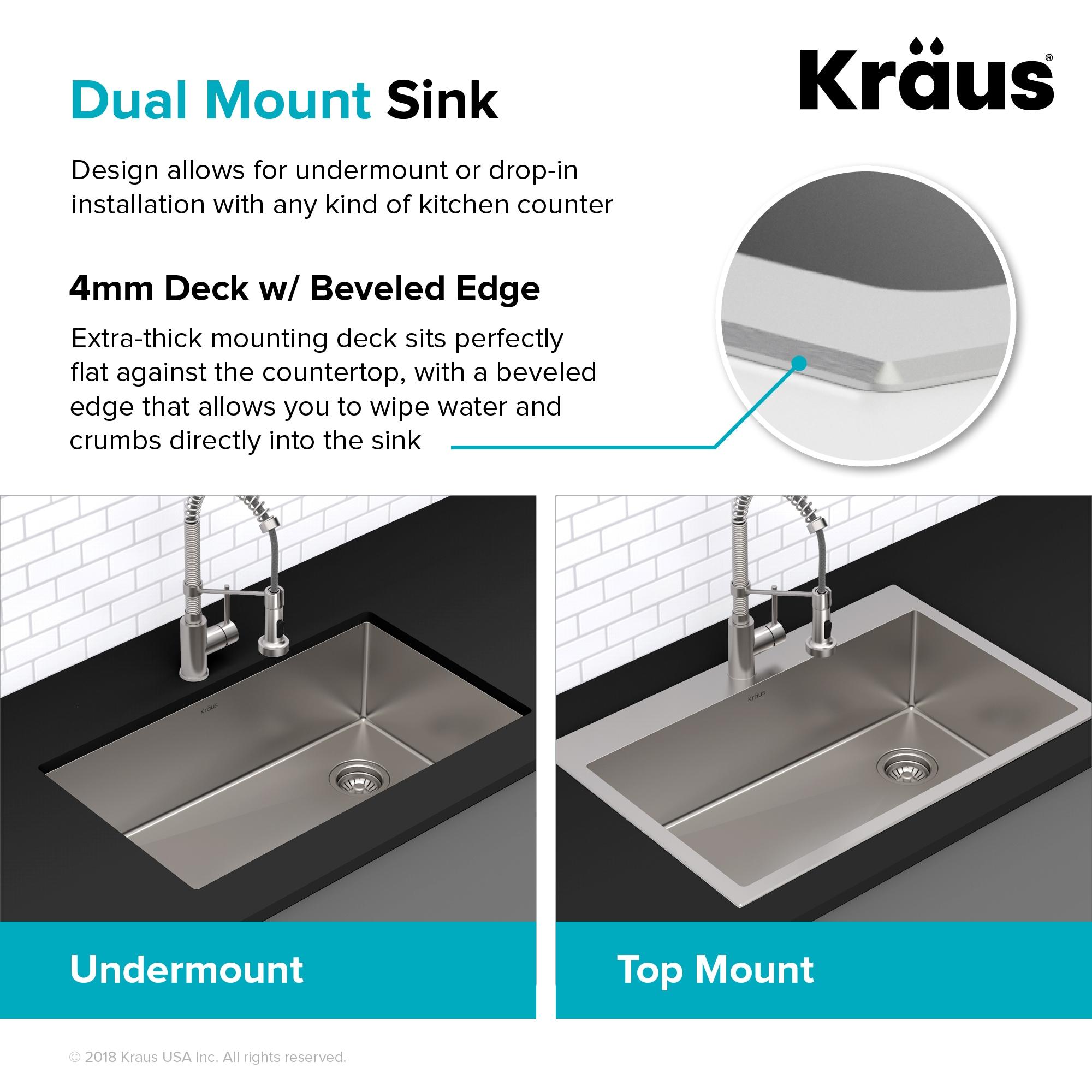 KRAUS Standart PRO Drop In 16 Gauge Bar Stainless Steel Kitchen Sink