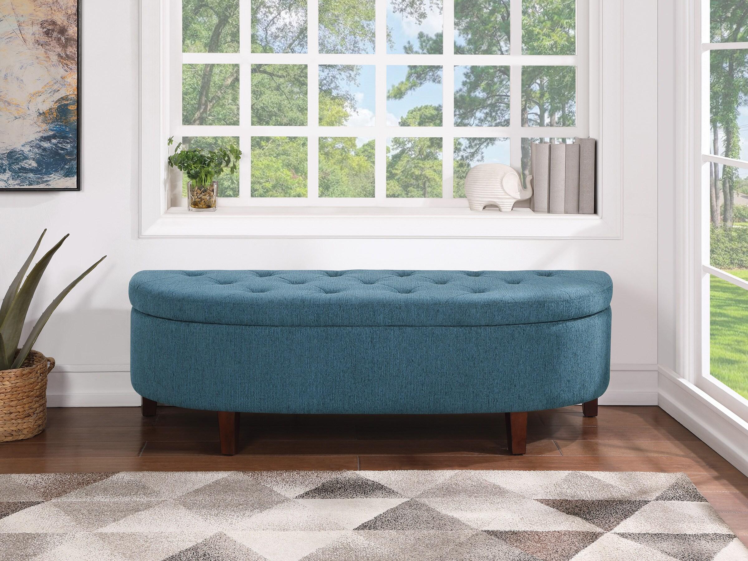 Jaycee 60" Storage Bench in Azure Blue Fabric