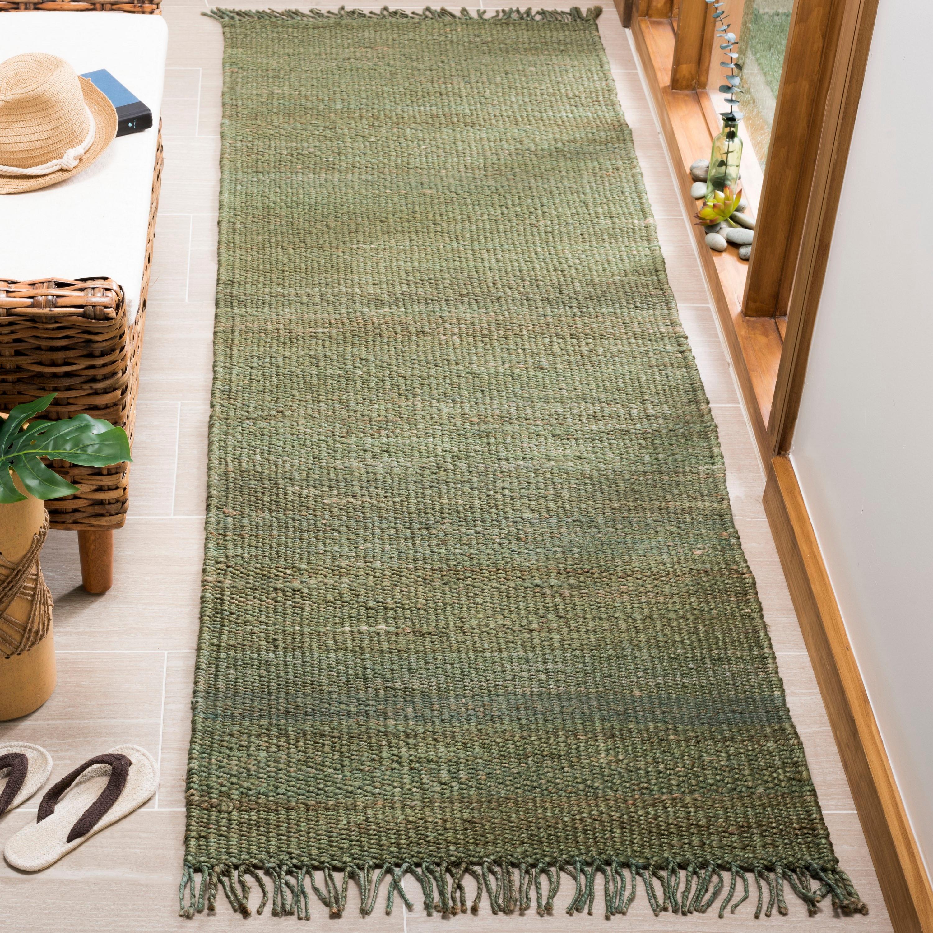 Natural Fiber NF368 Hand Woven Indoor Runner Rug - Green - 2'6"x8' - Safavieh.