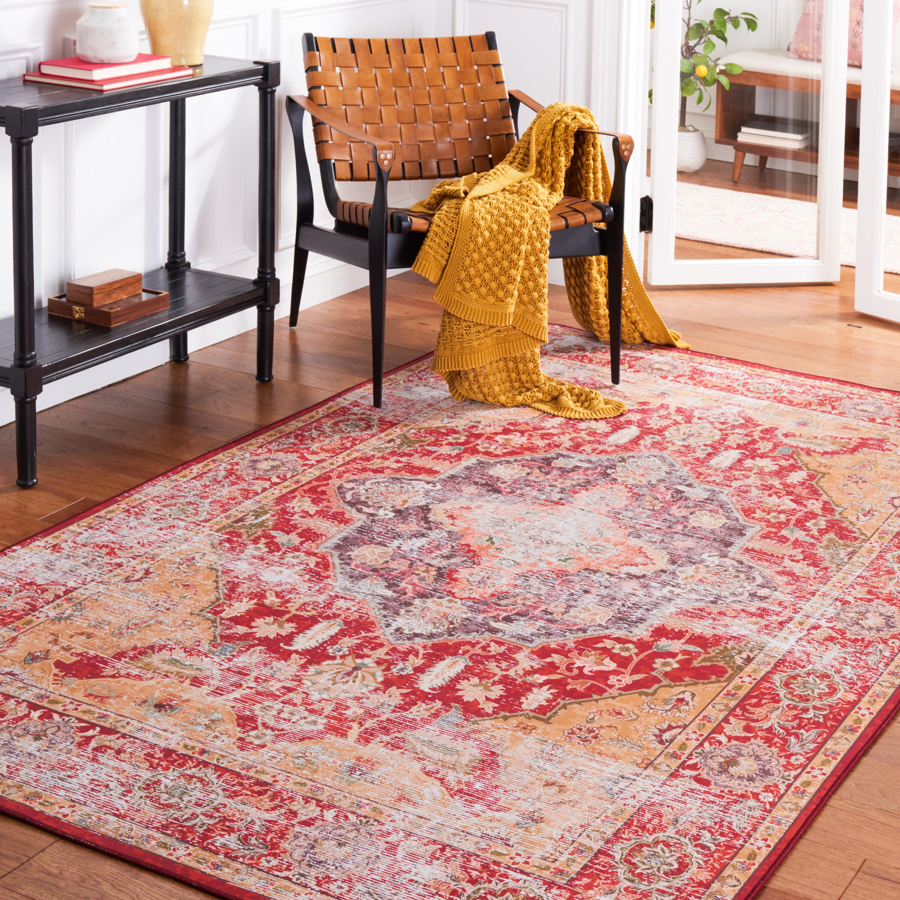 Tucson TSN131 Power Loomed Machine Washable Area Rug - Rust/Gold - 3'x5' - Safavieh.