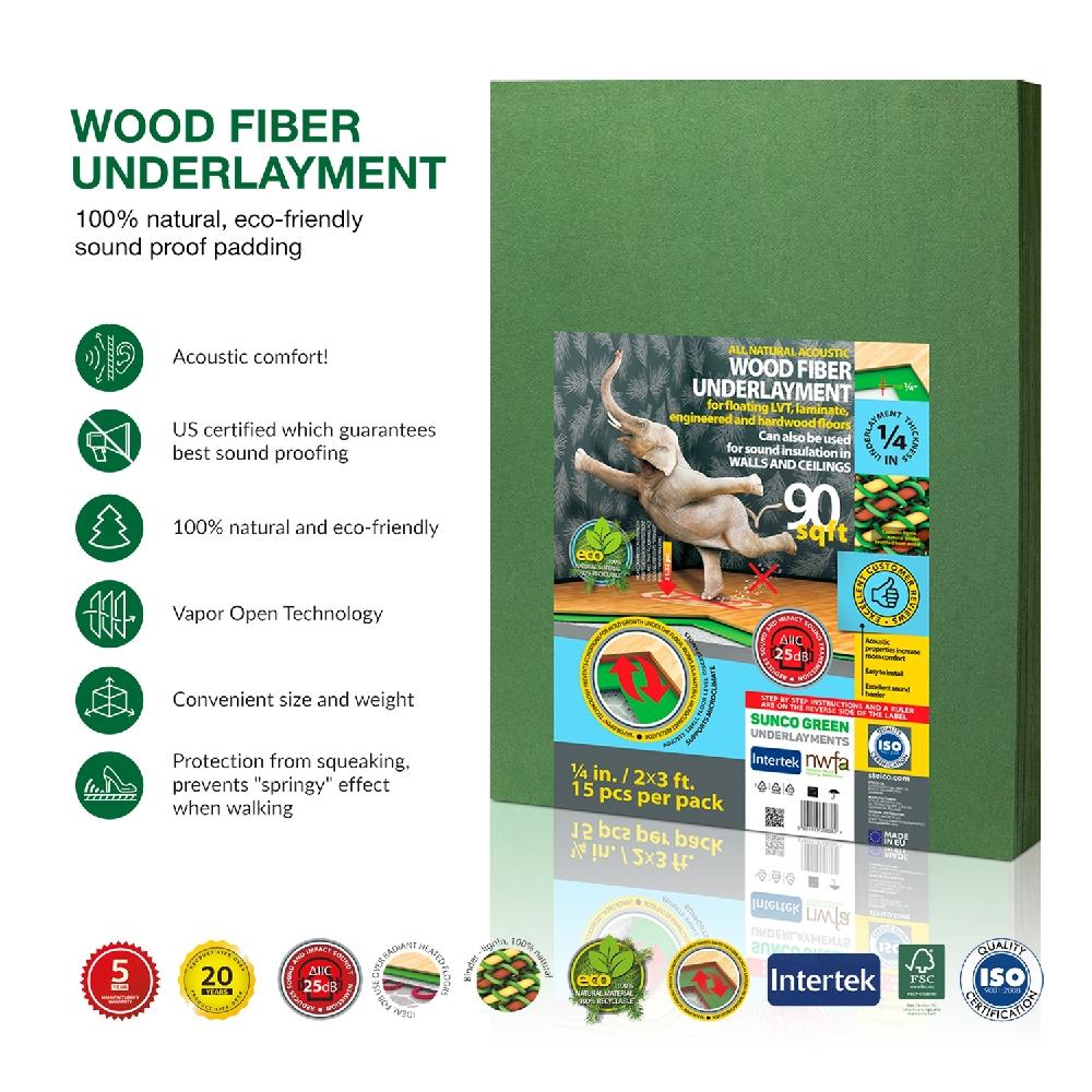 STEICO Wood Fiber Underlayment 6mm, 1/4 inches, 90 Square Feet