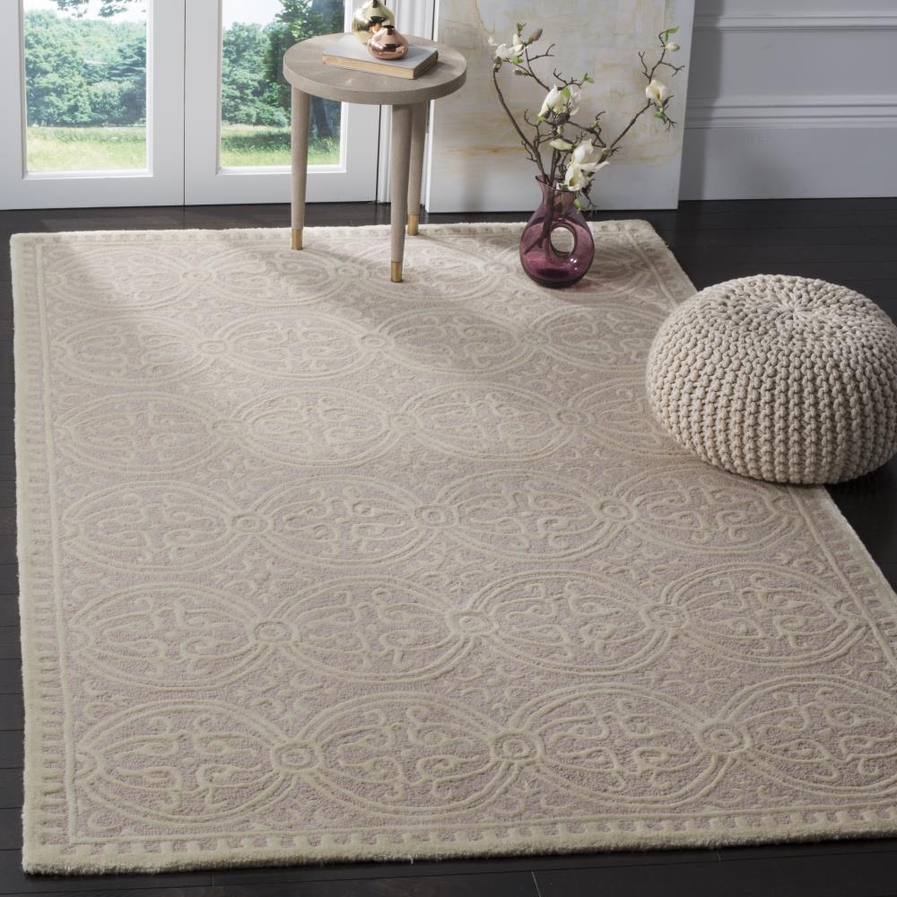 Hand-Tufted Cambridge Light Pink/Ivory Wool 5x8 Area Rug