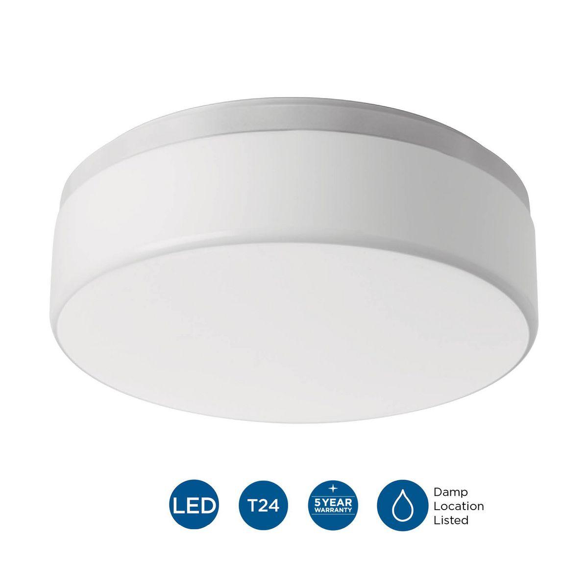Progress Lighting Maier 1-Light LED Flush Mount, Brushed Nickel, Etched White Opal Acrylic