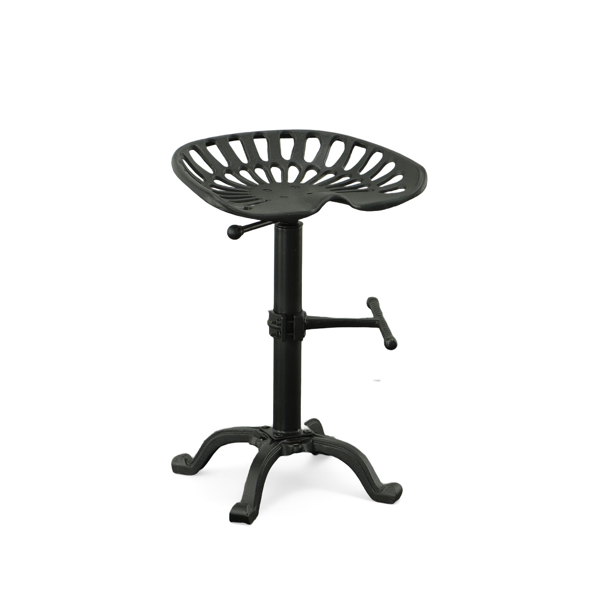 Carolina Living Adjustable Tractor Seat Counter Height Barstool Black: Vintage Style, Iron Base, 22-33" Height