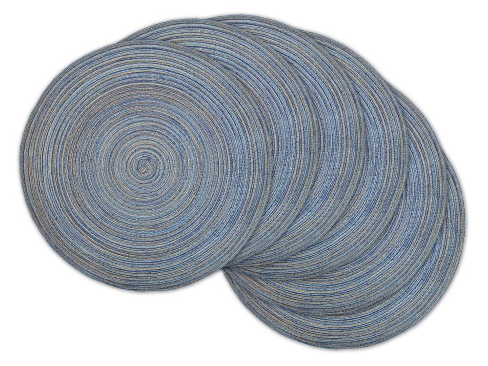 DII Variegated Placemat Set 6 Piece, Blue, 15" Dia