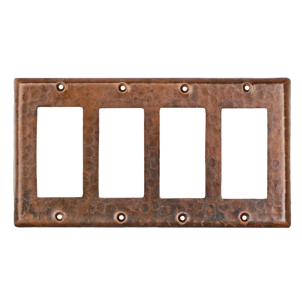 Premier Copper Products Copper Switchplate Quadruple Ground Fault/Rocker Cover GFI