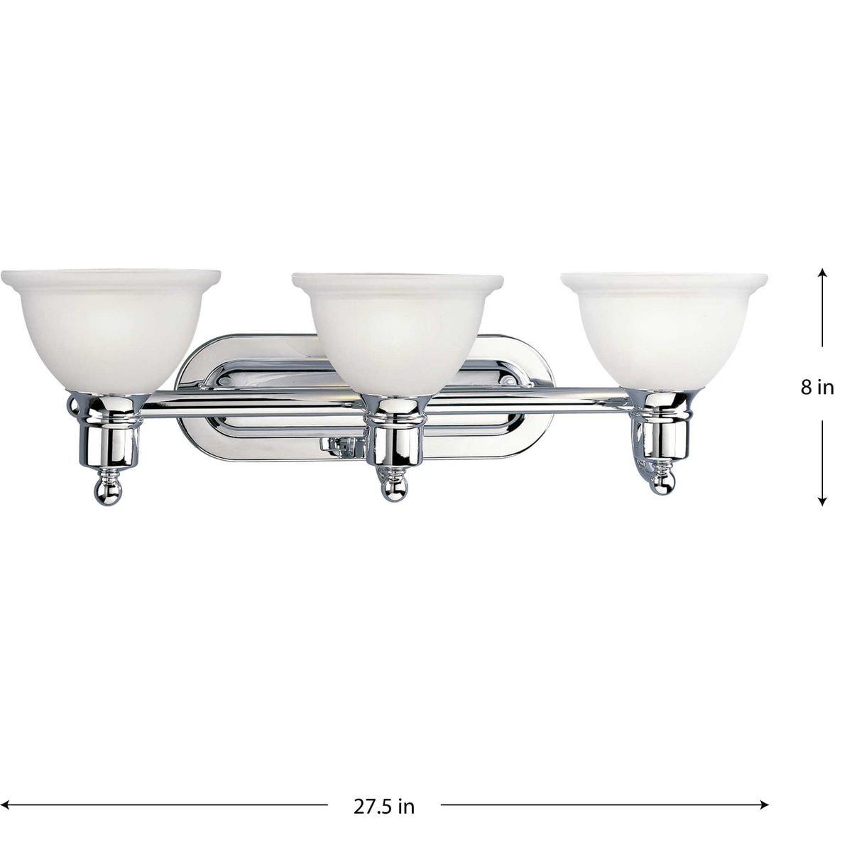 Progress Lighting Madison 3-Light Wall Bracket, Polished Chrome, White Etched Glass