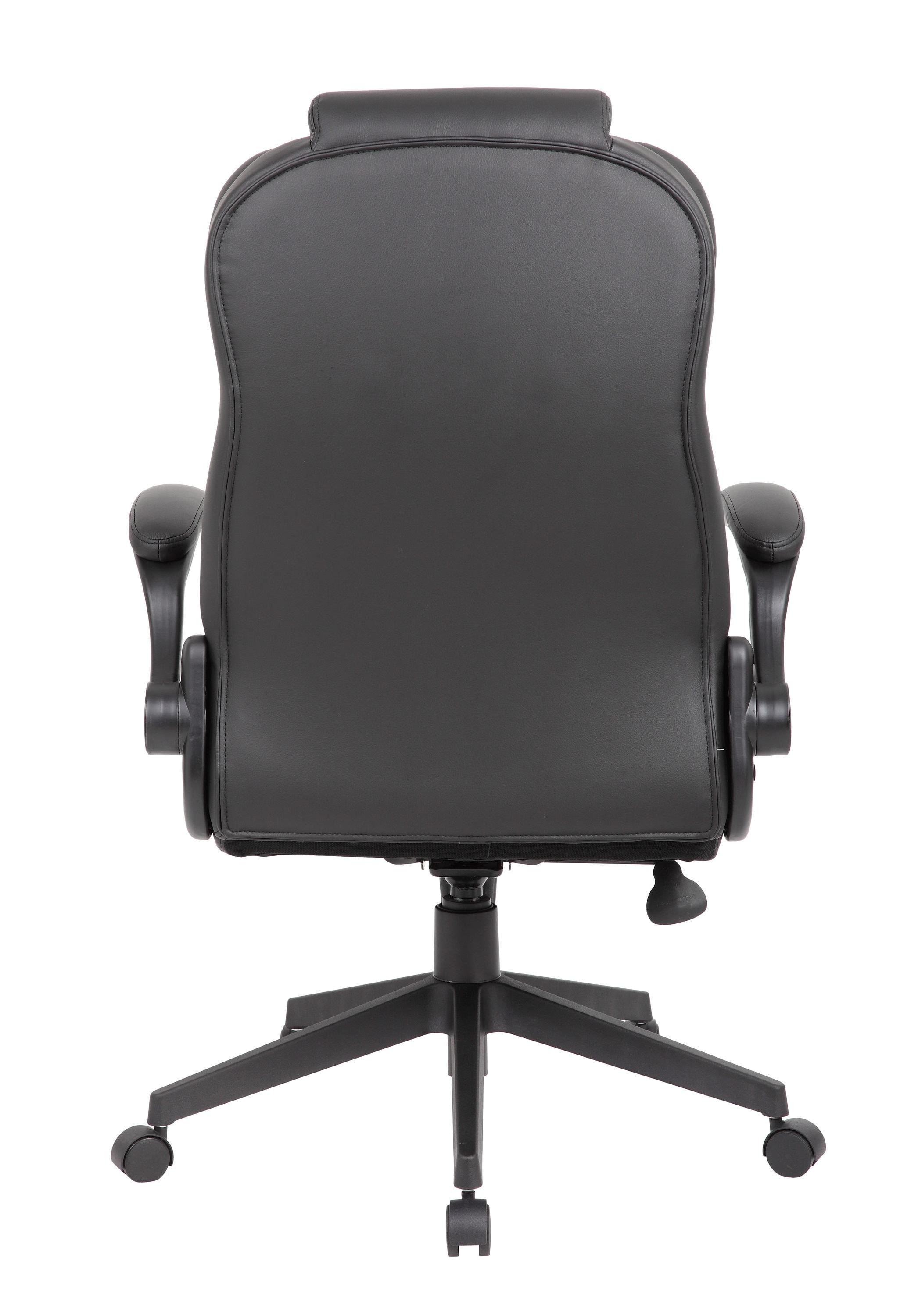 Executive High Back Leatherplus Flip Armchair Black - Boss Office Products: Ergonomic, Swivel, Lumbar Support, Adjustable Height