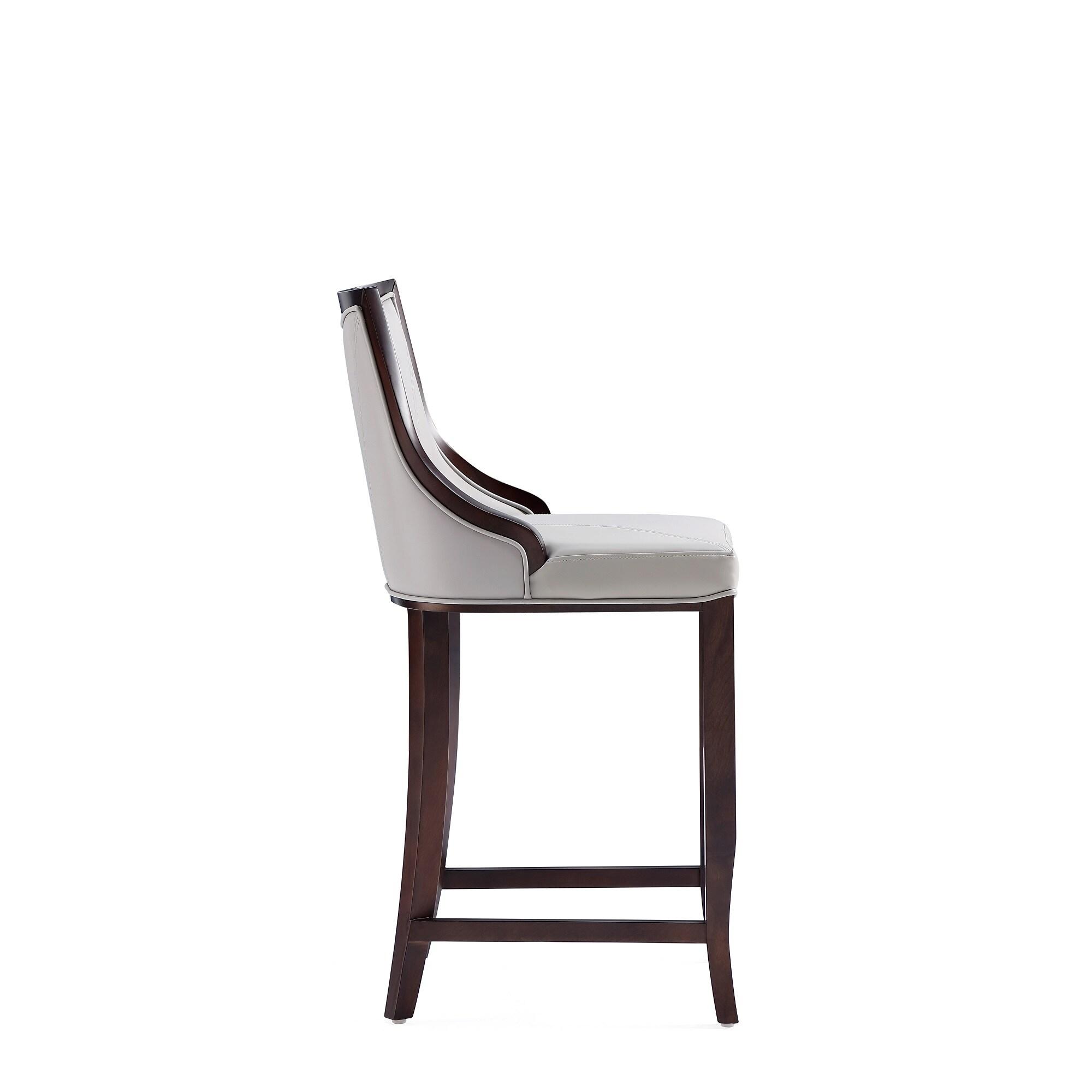 Emperor Faux Leather Barstool Light Gray - Manhattan Comfort: Walnut Finish, Beechwood Legs, Upholstered, 300 lbs Capacity