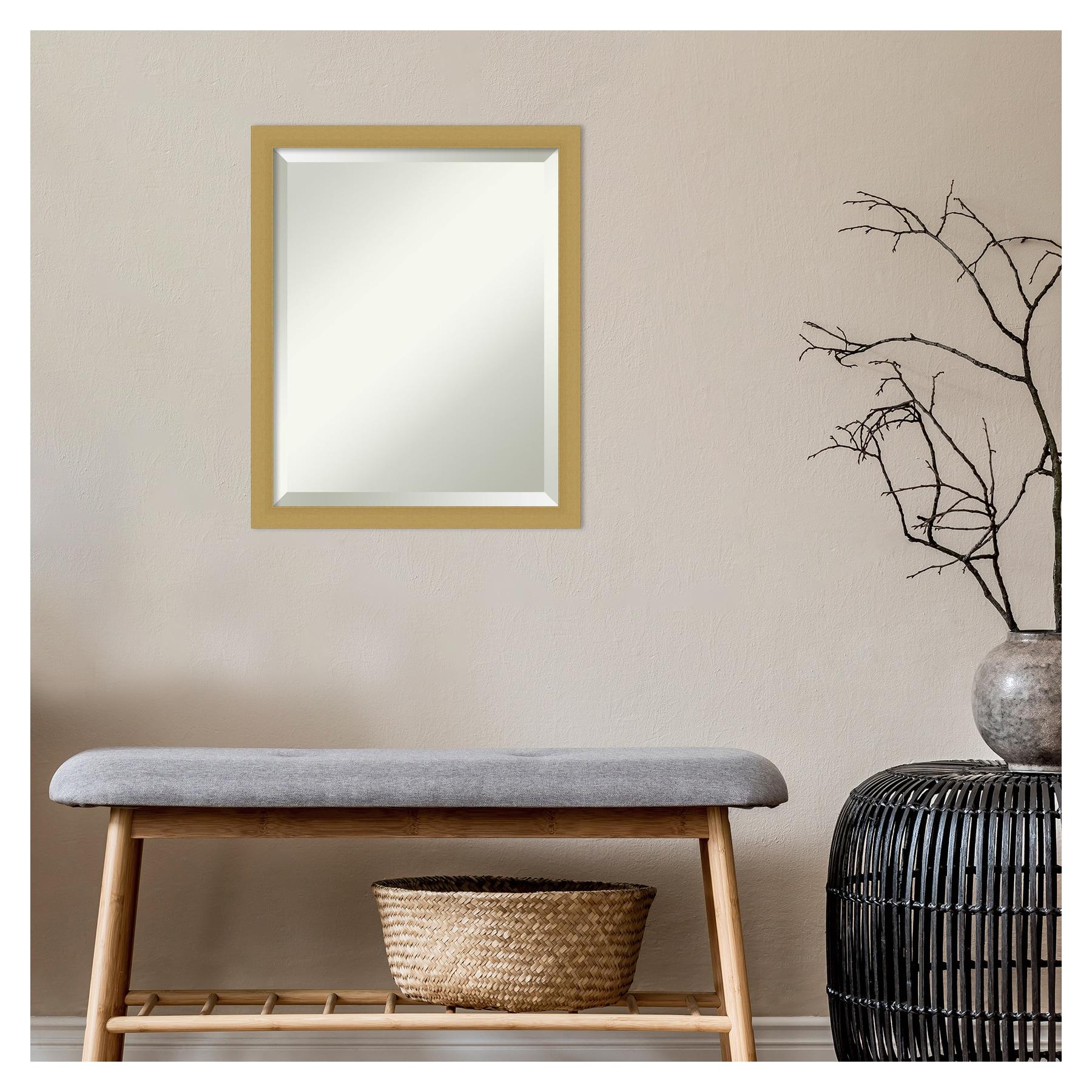 Amanti Art Grace Brushed Gold Narrow Framed Wall Mirror - 18 x 22 in