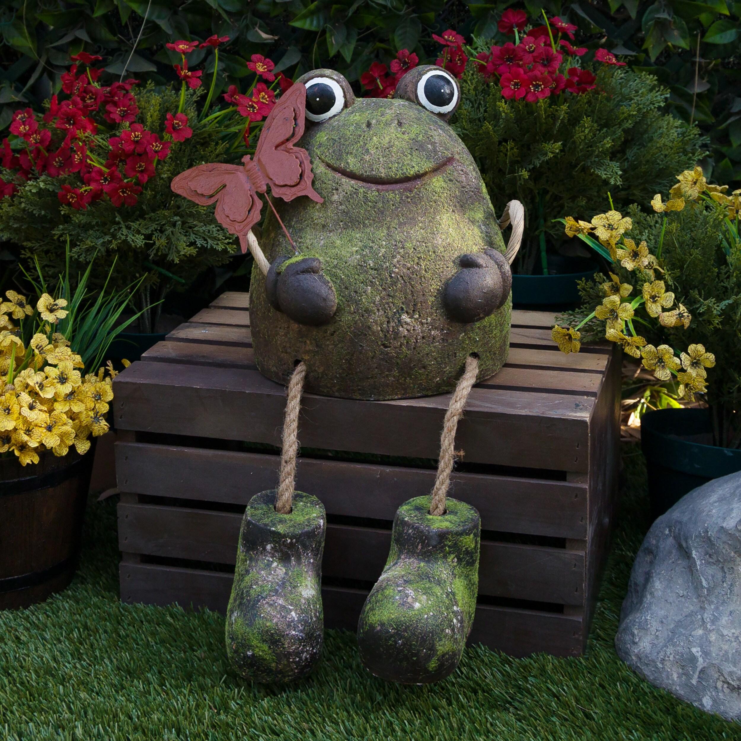 Alpine Corporation 12-in H x 11-in W Multiple colors/finishes Frog Garden Statue