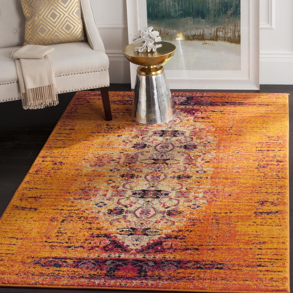 Monaco MNC209 Power Loomed Indoor Area Rug - Orange/Multi - 8'x10' - Safavieh.
