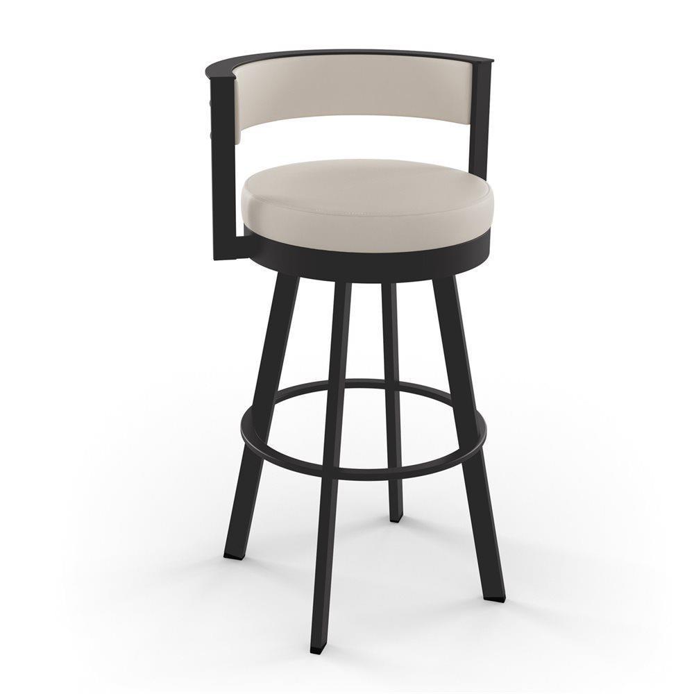 30" Browser Counter Height Barstool with Upholstered Seat Beige - Amisco