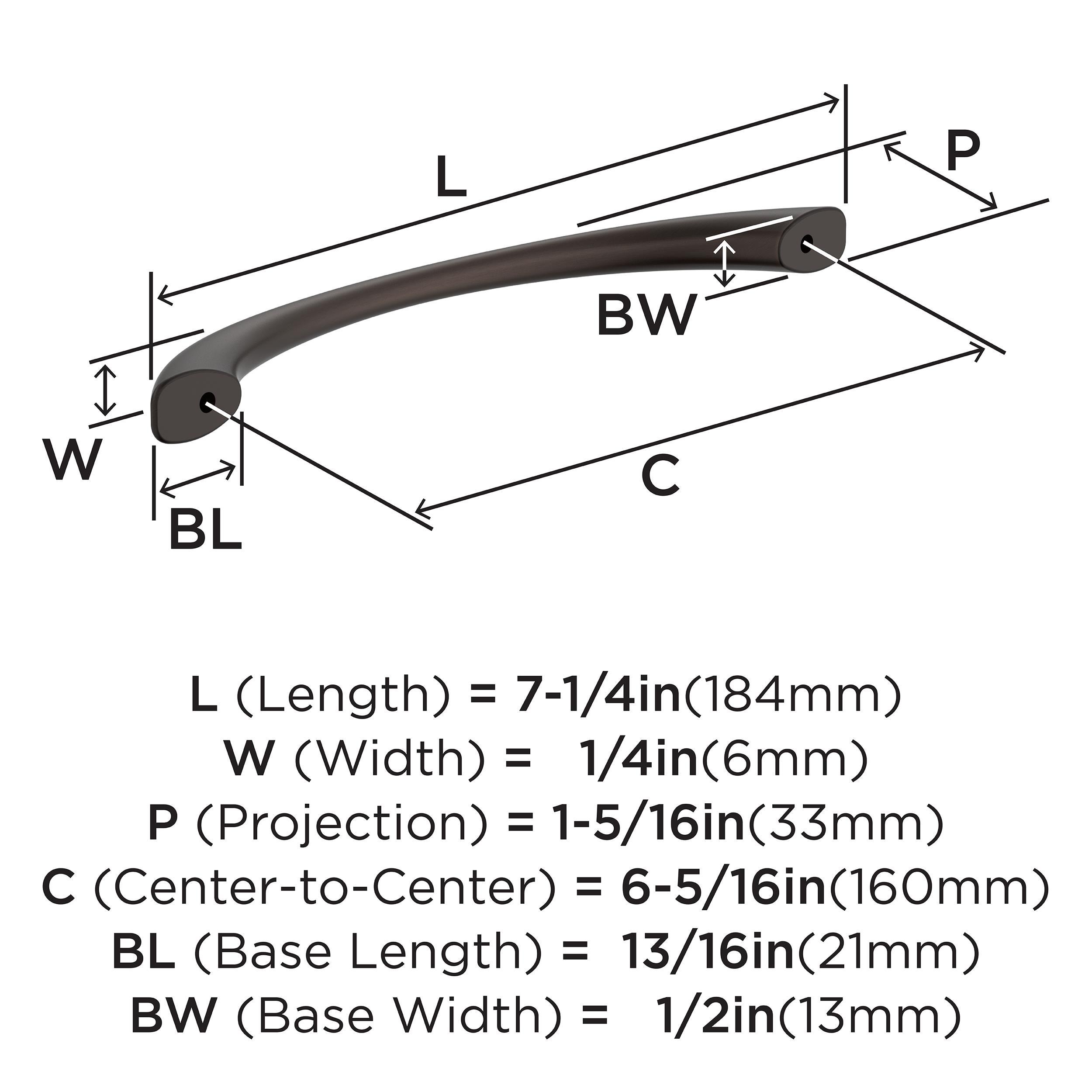 Vaile 6-5/16 inch (160mm) Center-to-Center Cabinet Pull
