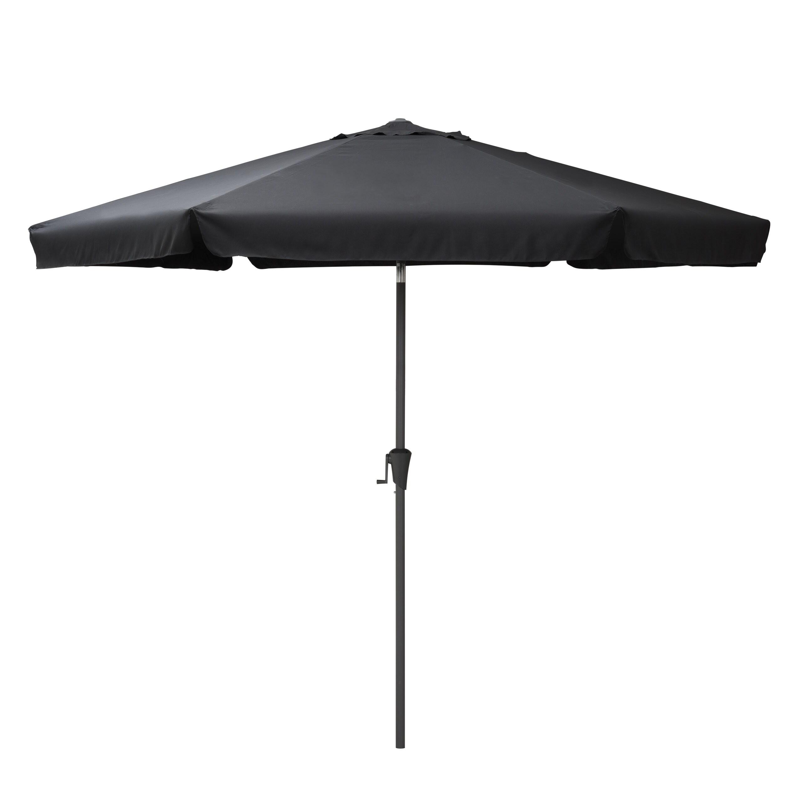 Round Modern Fabric & Steel Tilting Patio Umbrella in Black