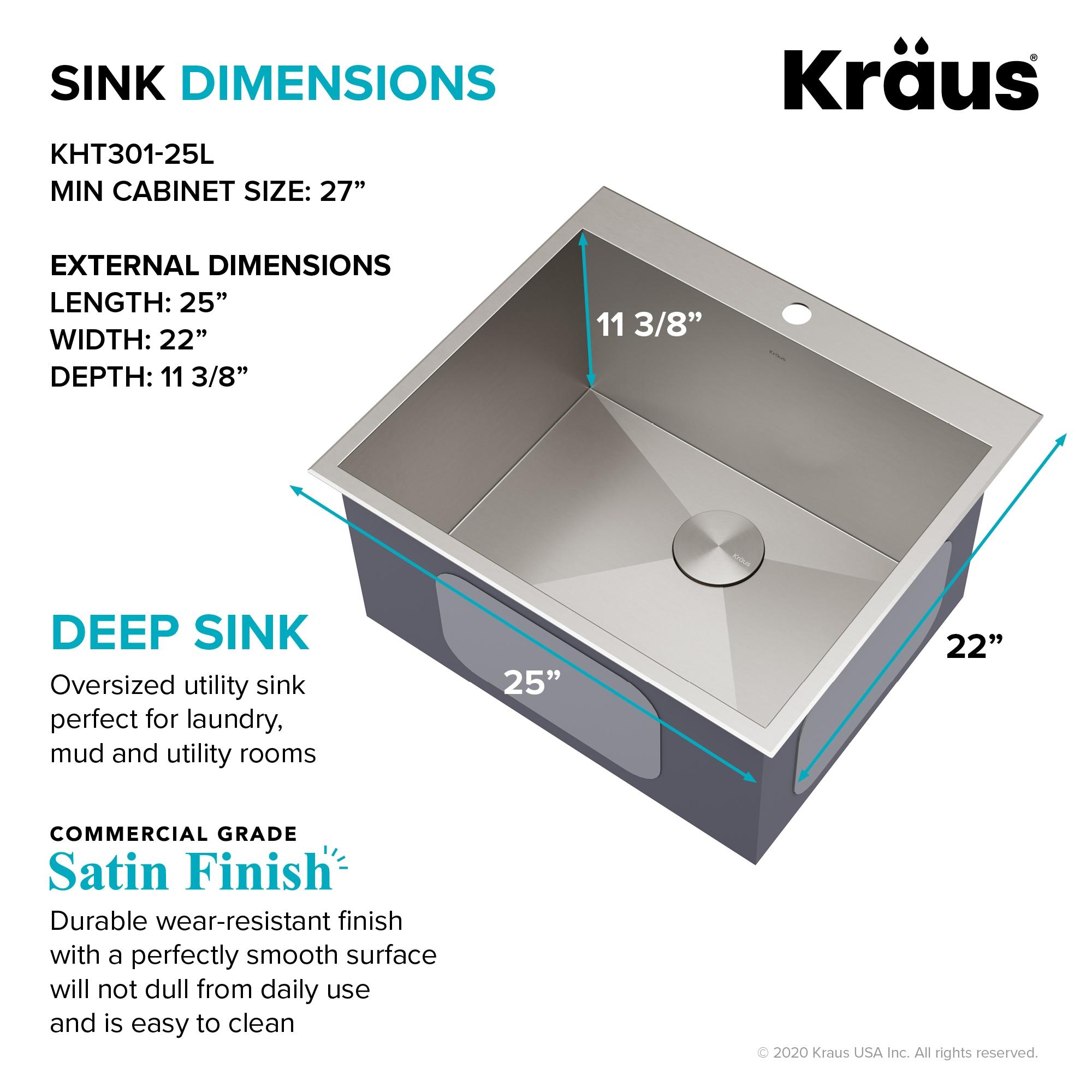 KRAUS Standart PRO Drop In 16 Gauge Bar Stainless Steel Kitchen Sink