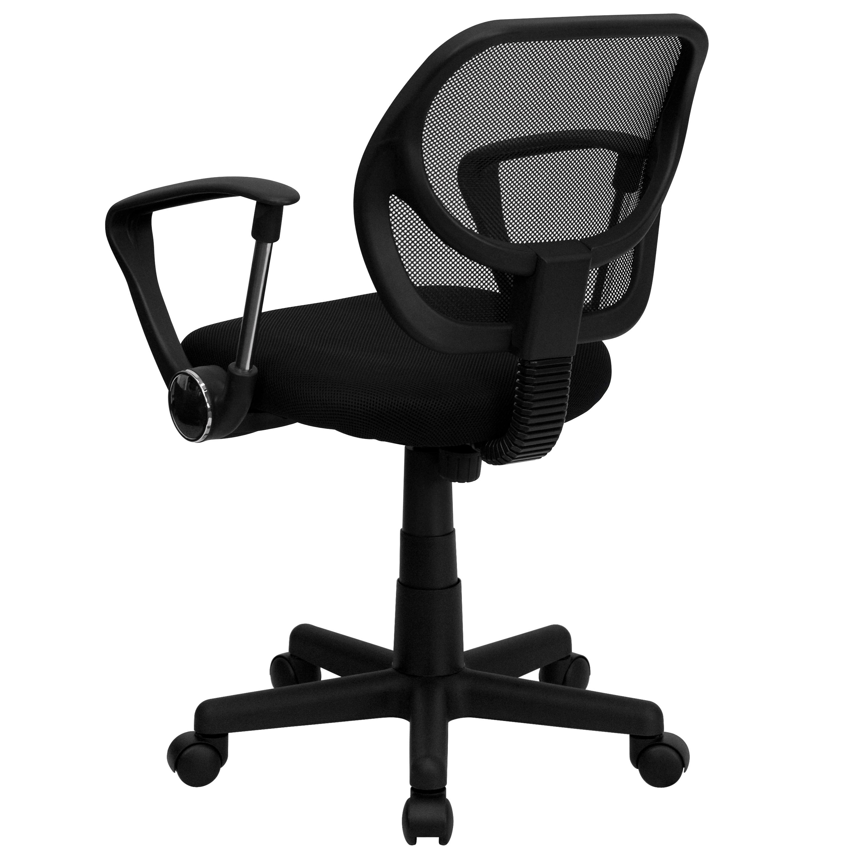 Flash Furniture Low Back Black Mesh Swivel Task Office Chair with Curved Square Back and Arms