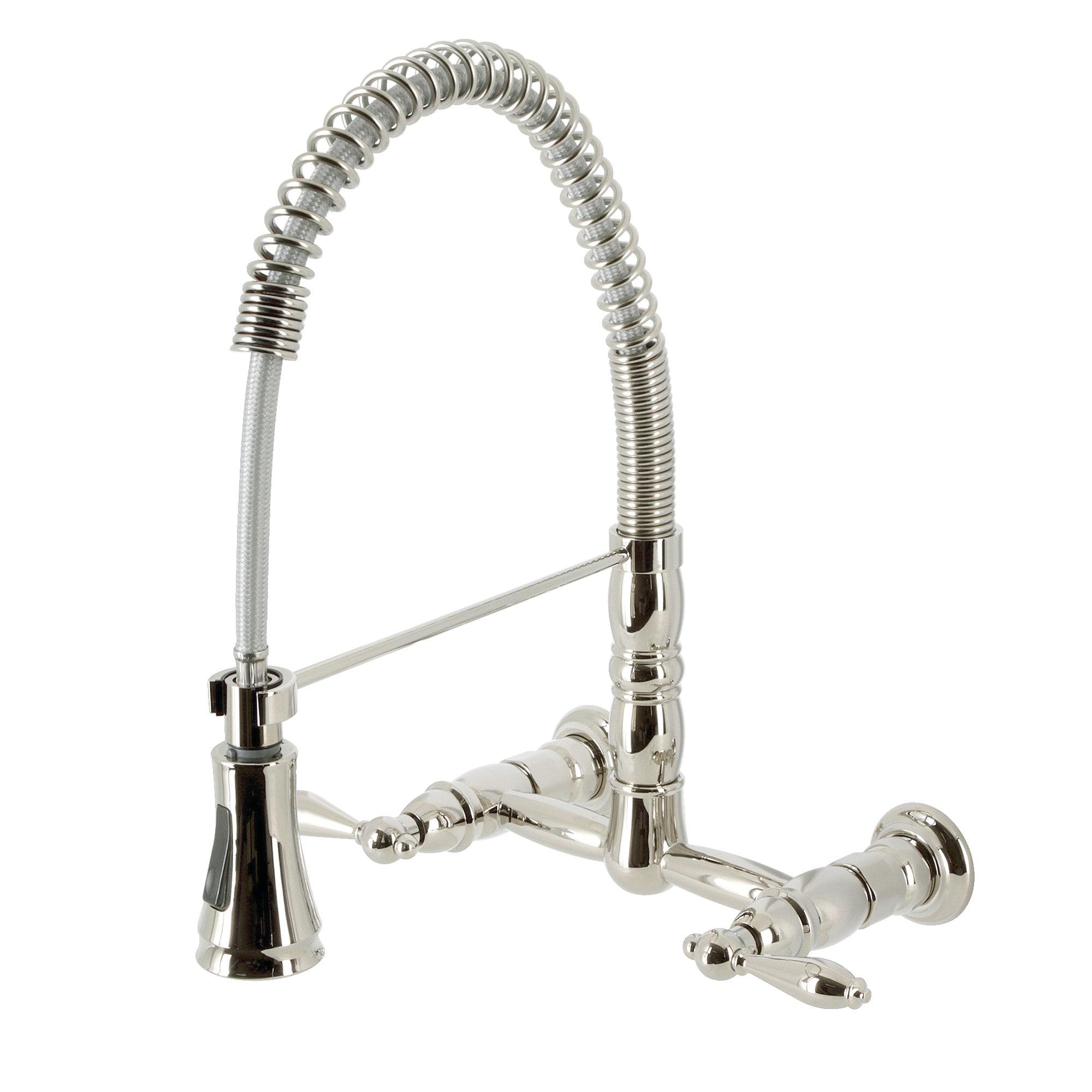 Kingston Brass Heritage Double-Handle 2-Hole Wall-Mount Pre-Rinse Bridge Kitchen Faucet & Reviews | Wayfair