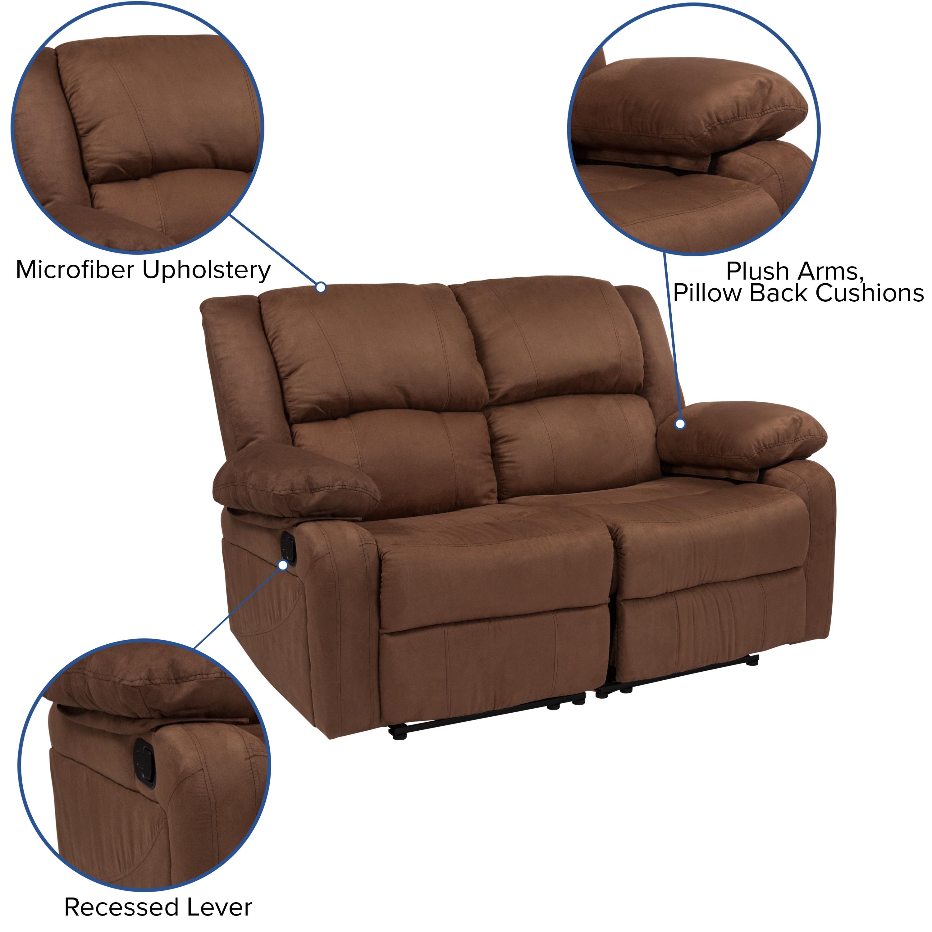 Flash Furniture Harmony Series Chocolate Brown Microfiber Loveseat with Two Built-In Recliners