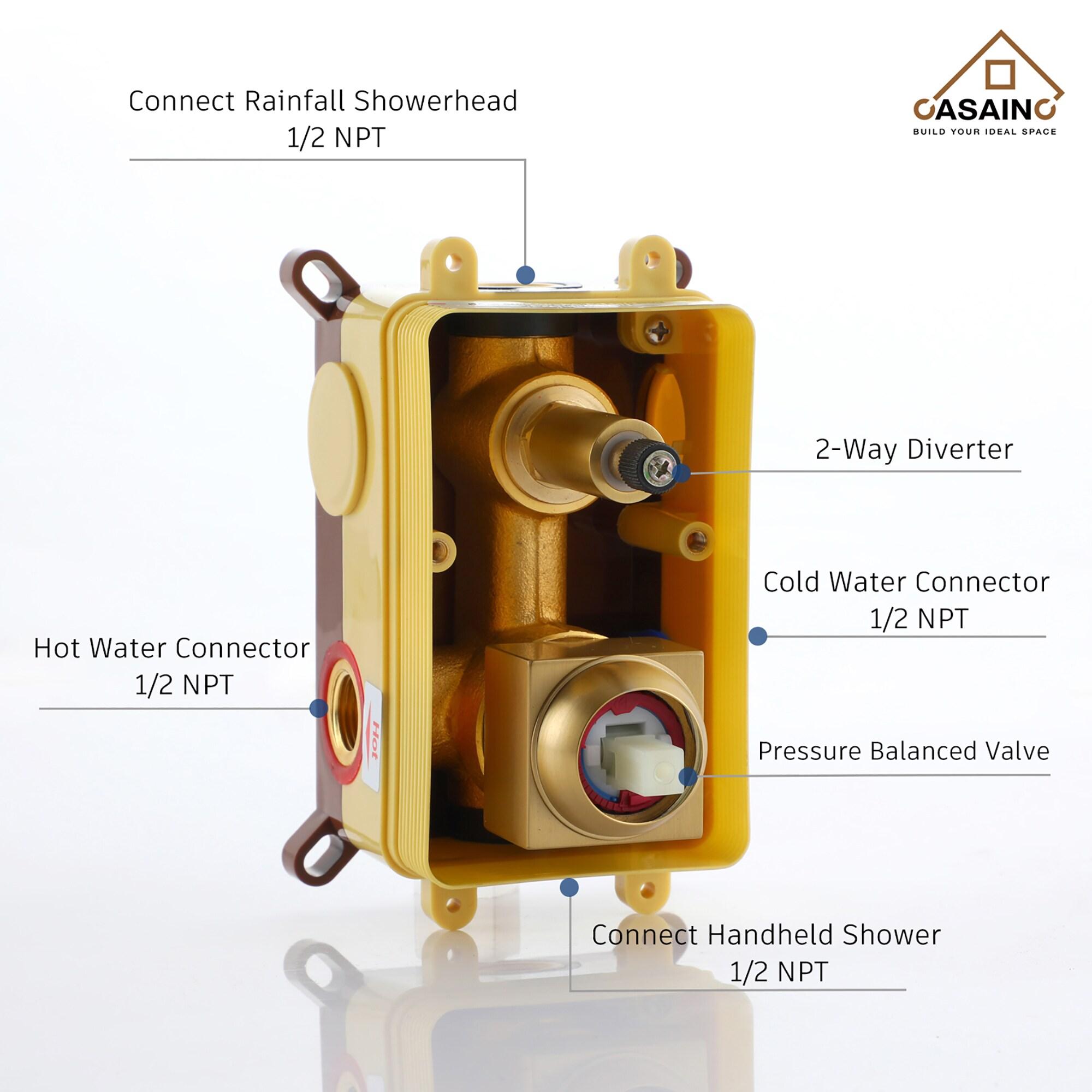 Pressure-Balanced Complete Shower System with 10-Inch Rain Shower Head, Handheld, Rough-in Valve