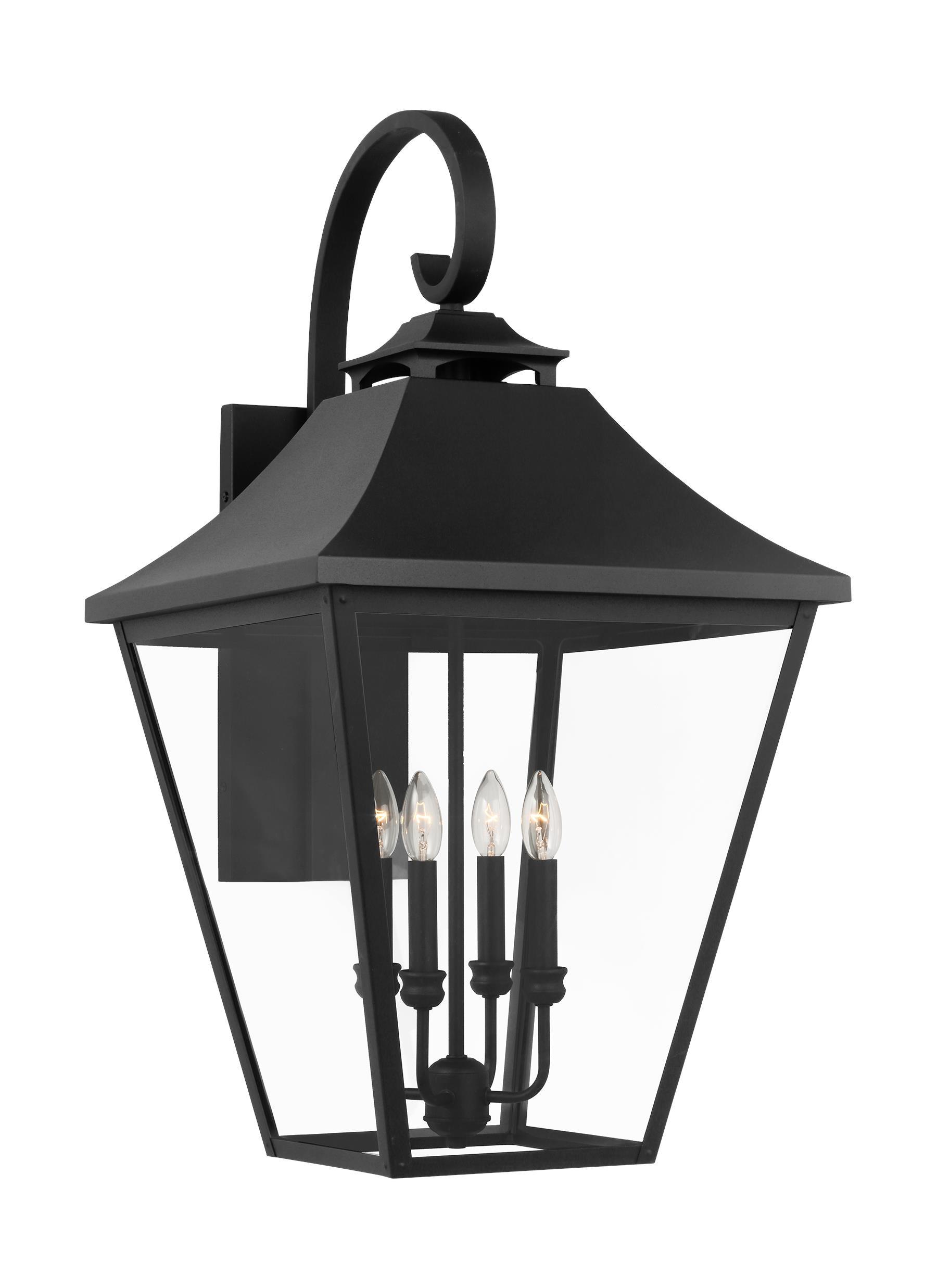 Galena Extra Large Black Outdoor Wall Lantern with Clear Seeded Glass