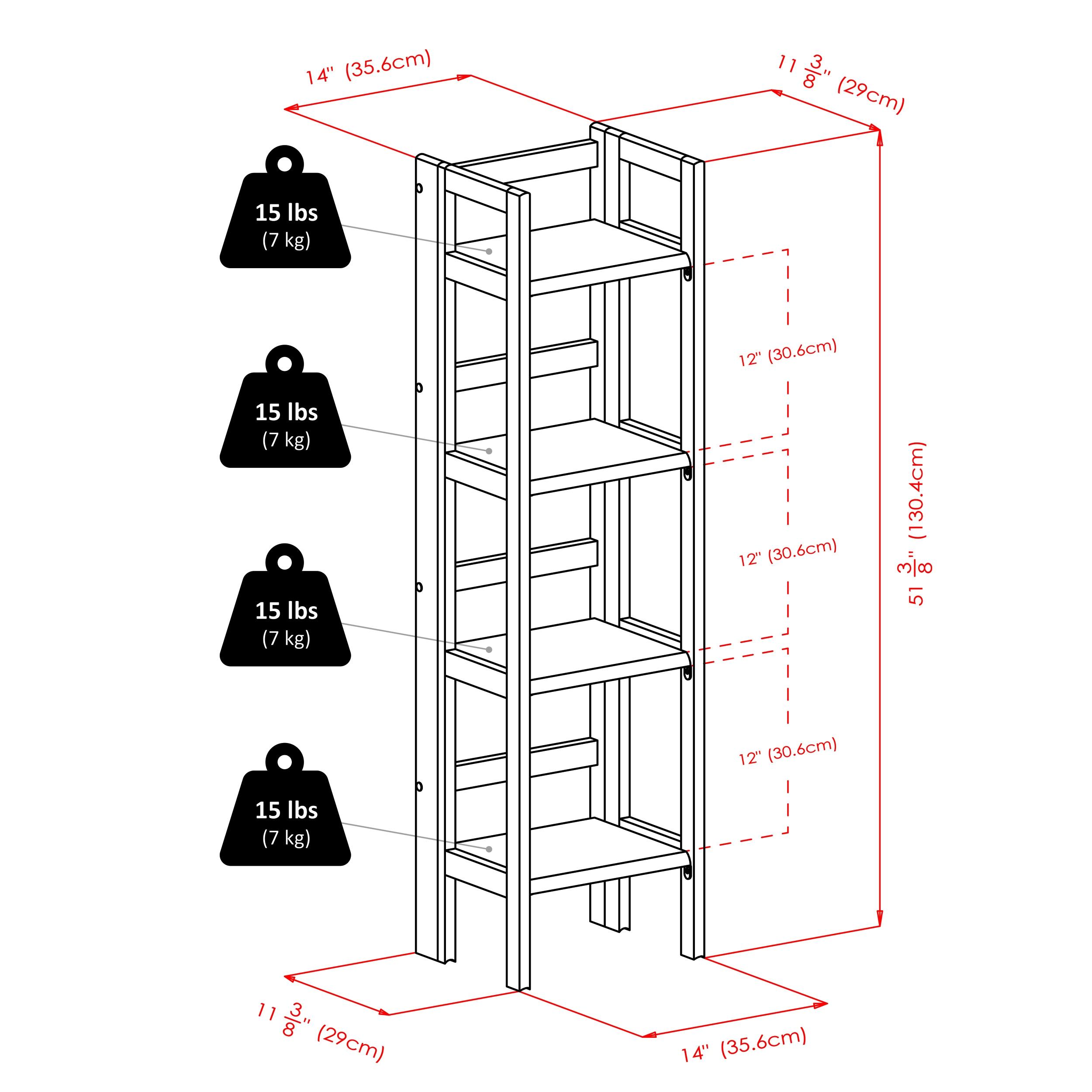 Winsome 51.34" Terry Folding Bookshelf Black