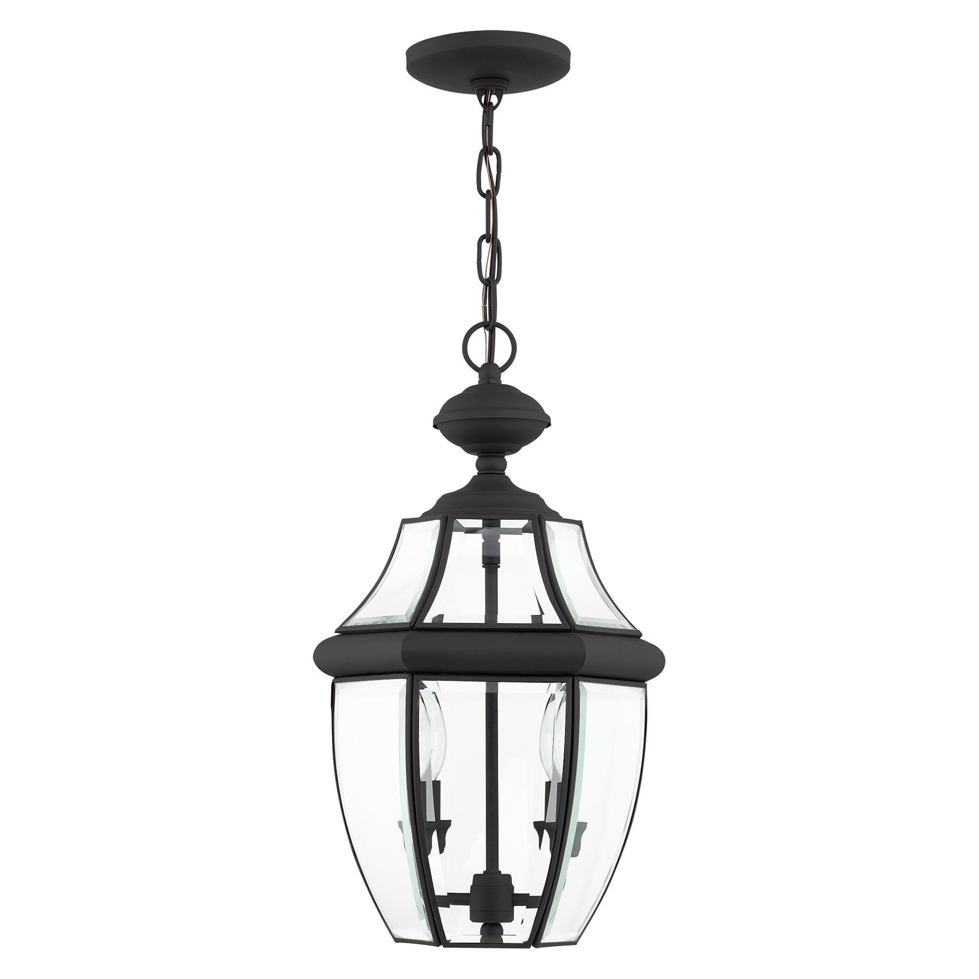 2 Light Outdoor Chain Lantern Pendant with Clear Glass Shade