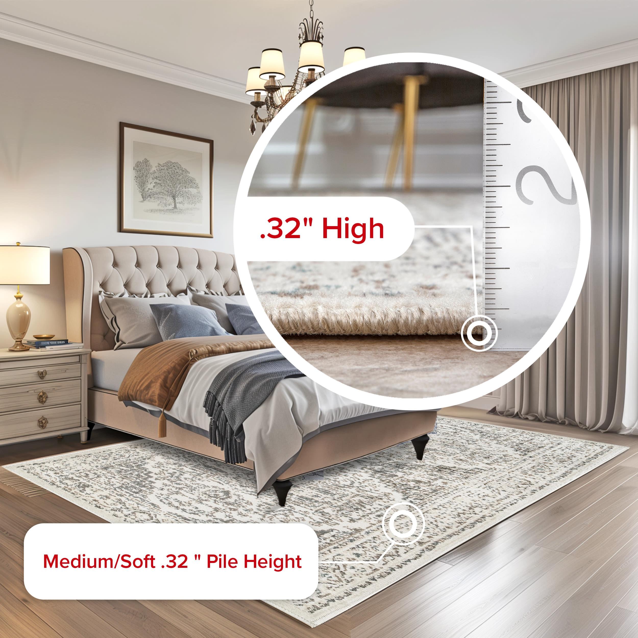 Nuloom Tanith Medallion 2x3 Accent Indoor Area Rug for Living Room Bedroom Dining Room Entryway Kitchen, Cream/Grey