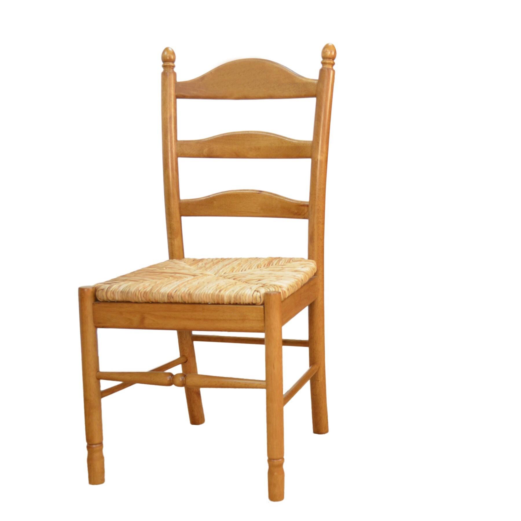 Carolina Living Aurora Rush Seat Dining Chair English Pine and Table: Woven, Ladder-Back, Wood Frame