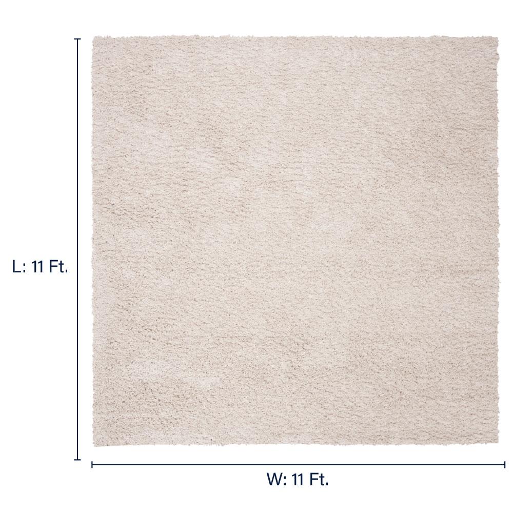 SAFAVIEH August Carlene Solid Plush Shag Area Rug, Beige, 11' x 11' Square