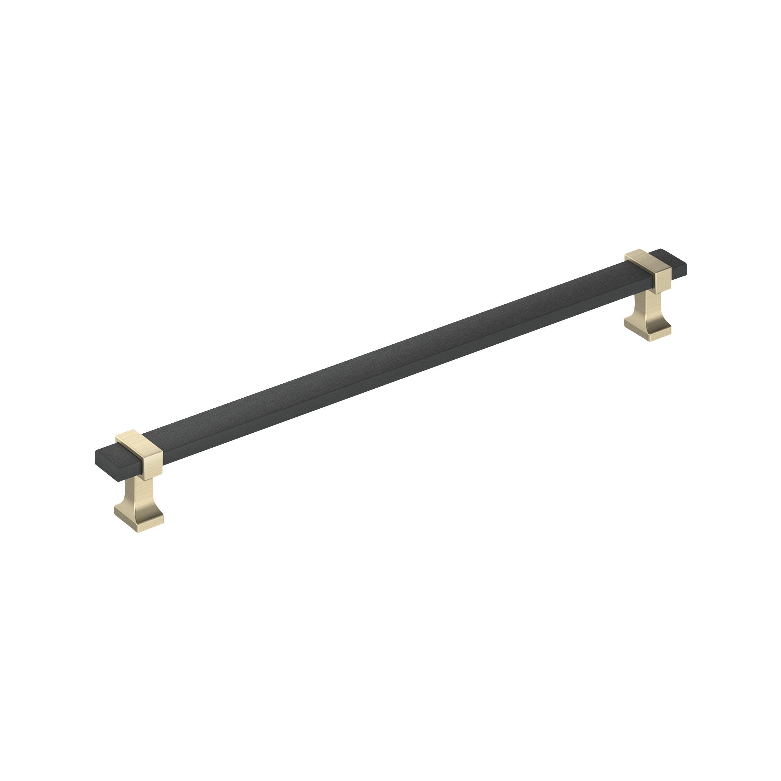 Amerock Overton 10-1/16 inch (256mm) Center-to-Center Brushed Matte Black/Golden Champagne Cabinet Pull