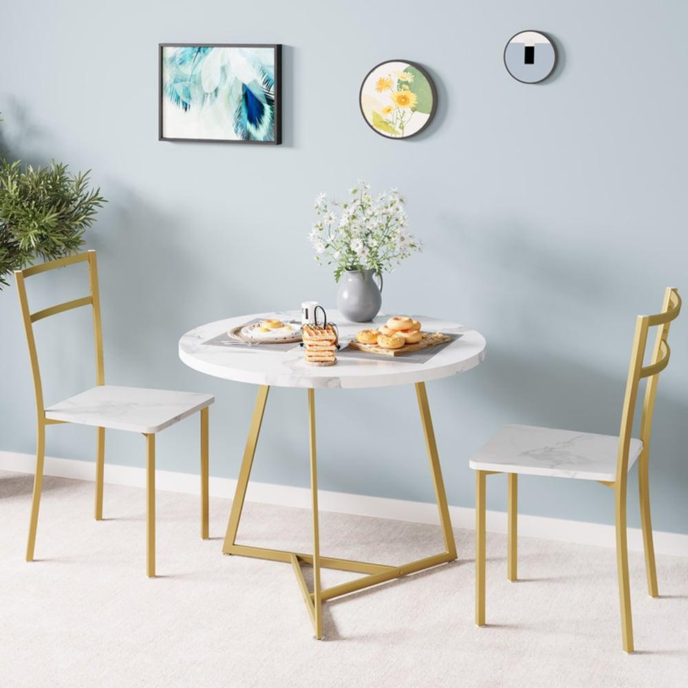 Dining Table Set for 2, Kitchen Table & Chair Sets for 2, Round Kitchen Table for Small Space, Apartment, Breakfast Nook